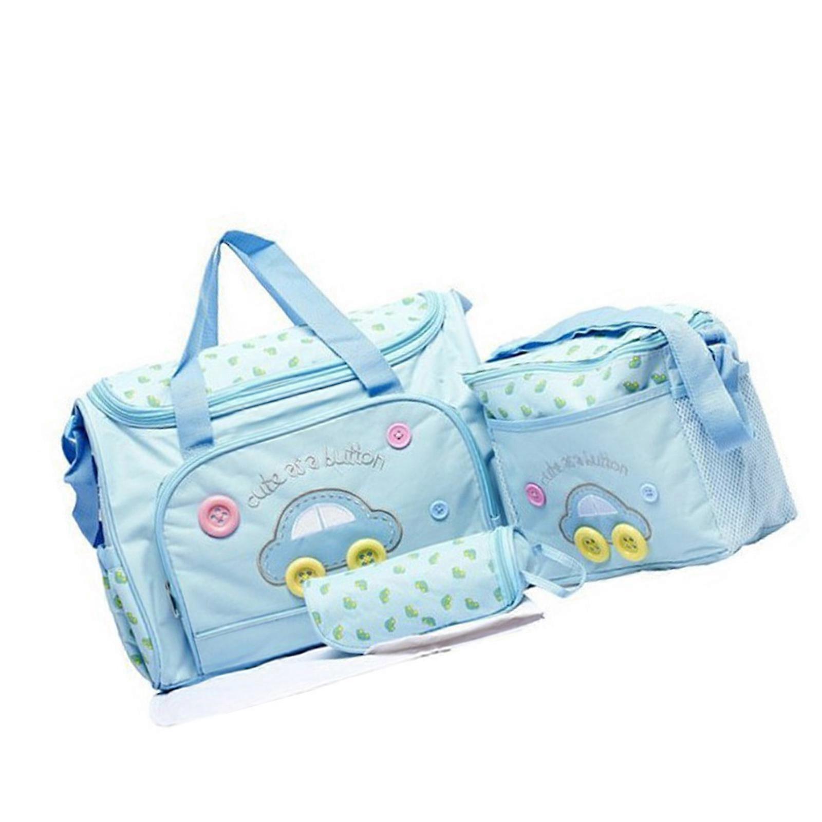 Pack of 4 Durable Baby Nappy Changing Bag Set Baby Diaper Bags with Multiple Compartments and Comfortable Straps  Sky Blue