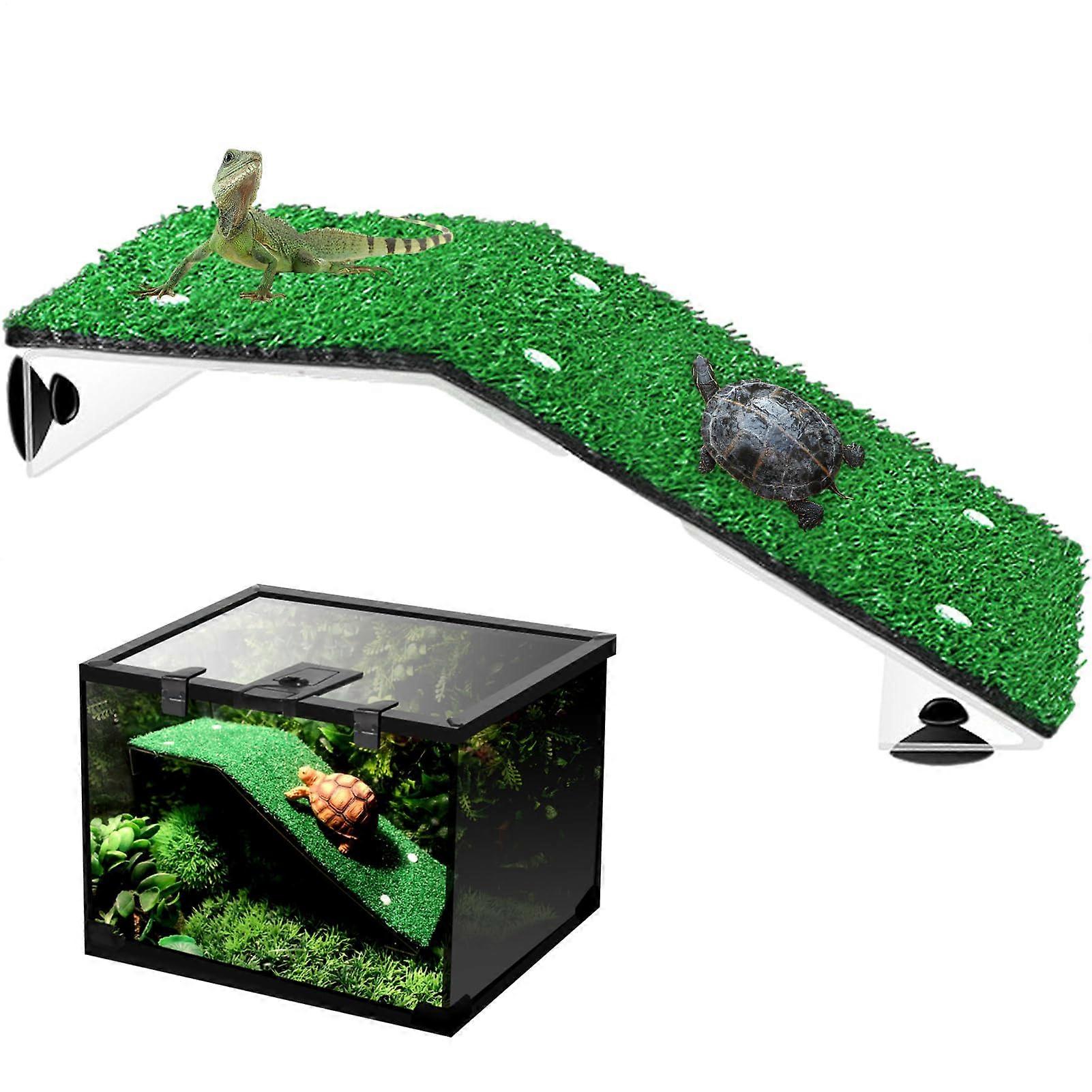 Lawn Tortoise Ramp  Medium Terrarium Ramp For Reptiles, Artificial Turtle Terrace, Decorative Climbing Stairway, Basking Ladder