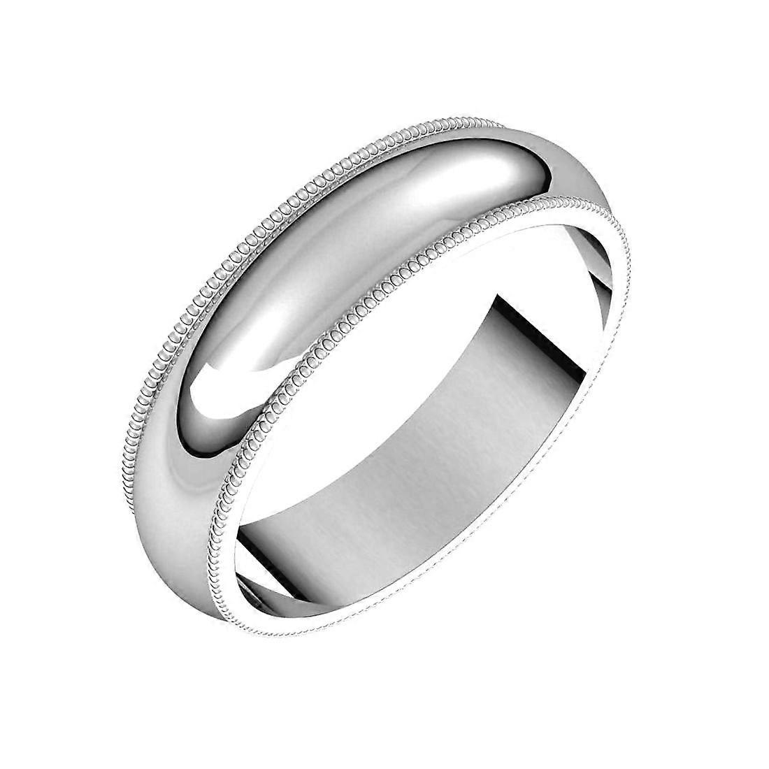 Bague en or blanc 10 carats, 5 mm, ornée d'un motif milgrain, pour femmes et hommes.