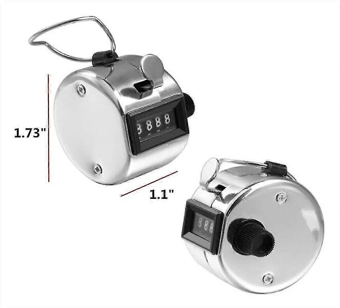 Handheld, 2 Pack Of 4-digit Number Lap Counter Manual Mechanical Clicker With Finger Ring, Sliver