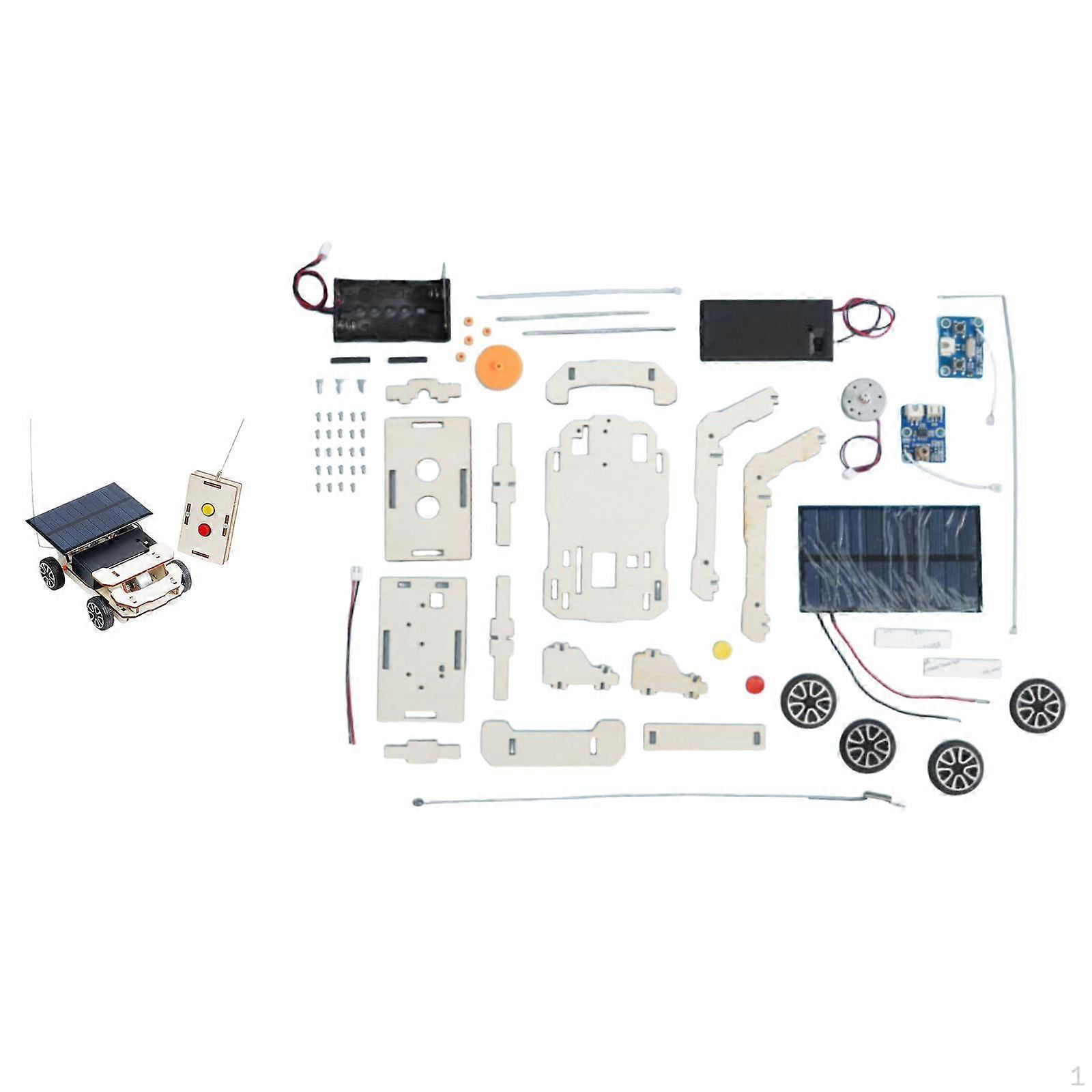 Wooden Solar Power Remote Control Car Model Kit, Educational 3D Building Puzzles, Science Experiment