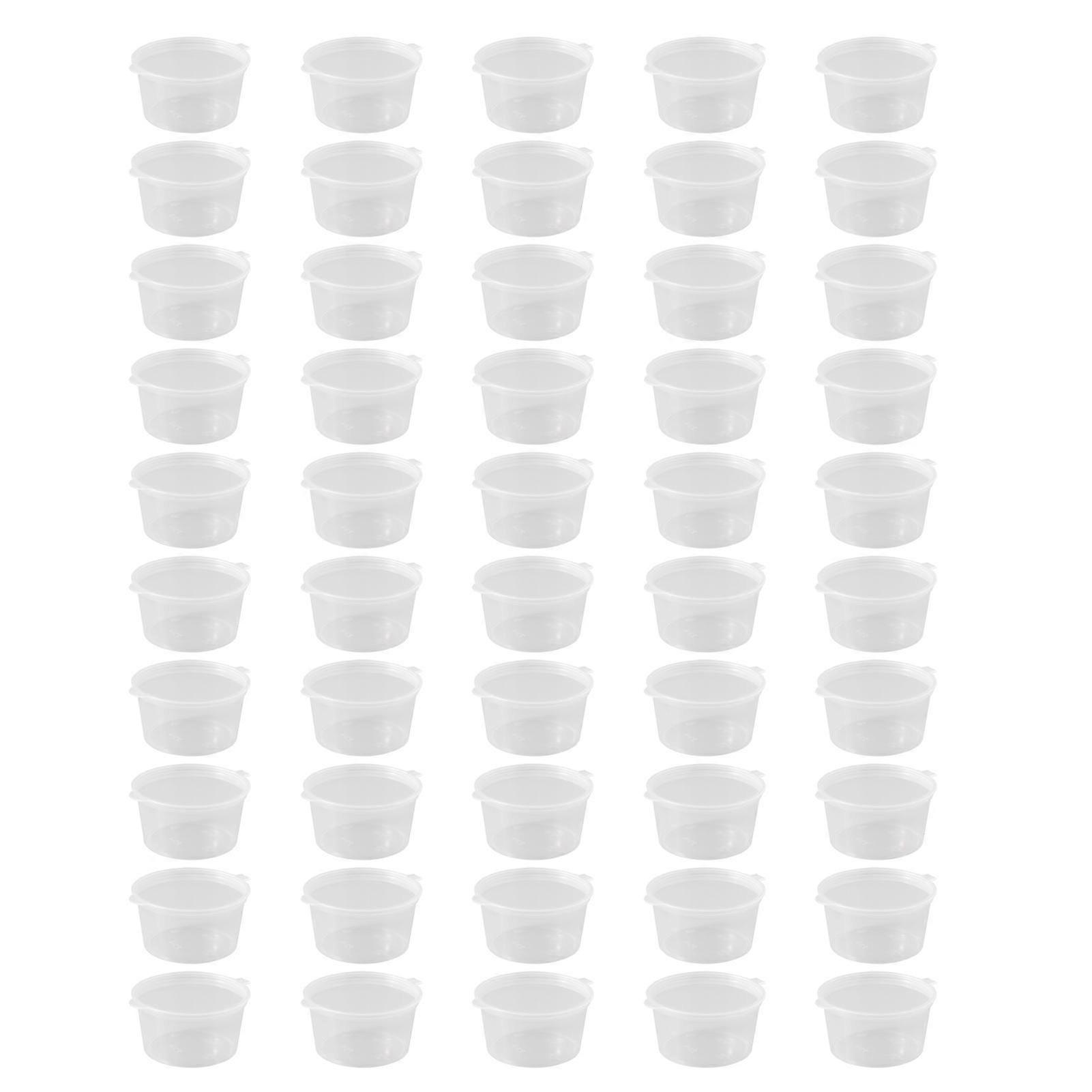 50pcs Clear Portion Cups with Lids Stackable Round Leakproof 50ML Plastic Sauce Cup Condiment Cups