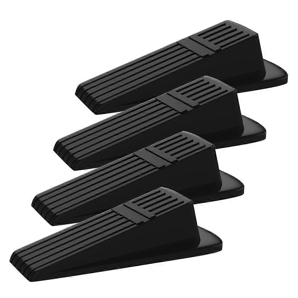 Home Door Stopper Plastic Wedge for Windproof Use 4Pcs Black