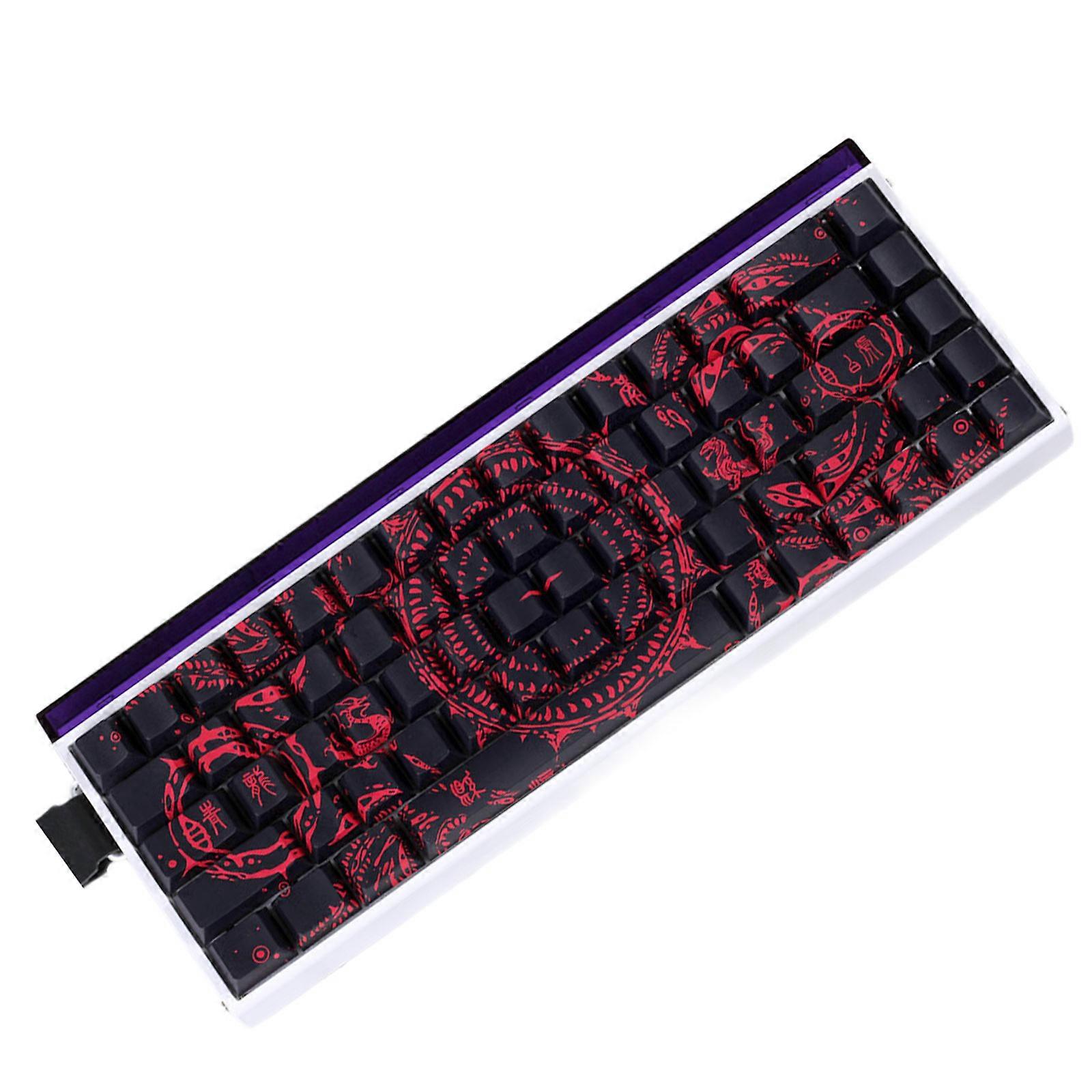 Tactiled Side Printed Keycaps Professional PBT Intricate Pattern Theme Upgrades for PC Mechanical Keyboards 60% 68% Pattern Multicolor