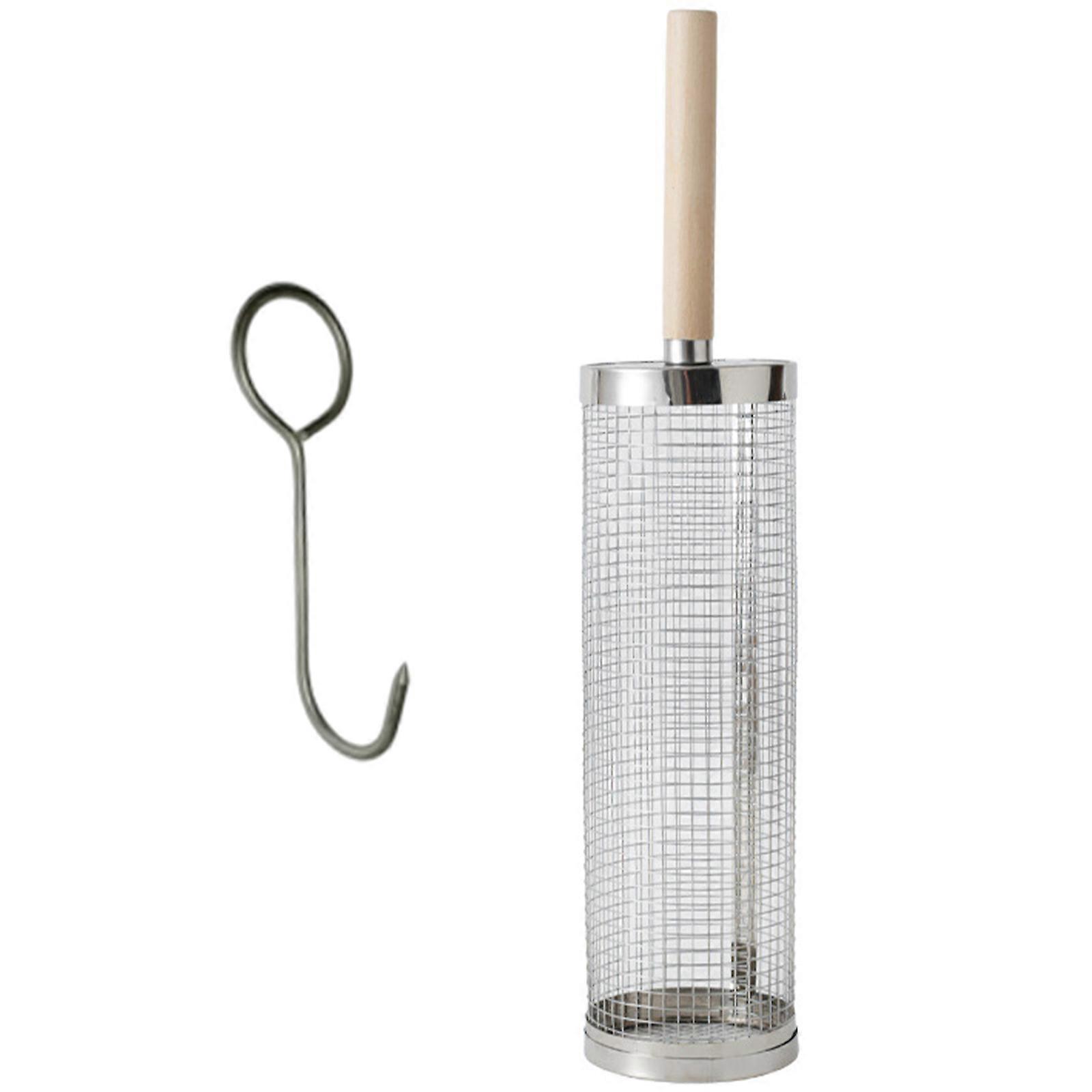 Large Grill Basket With Rolling Function Steel Construction Nesting Grilling Net Perfect For Outdoor Camping Barbecue Multicolor