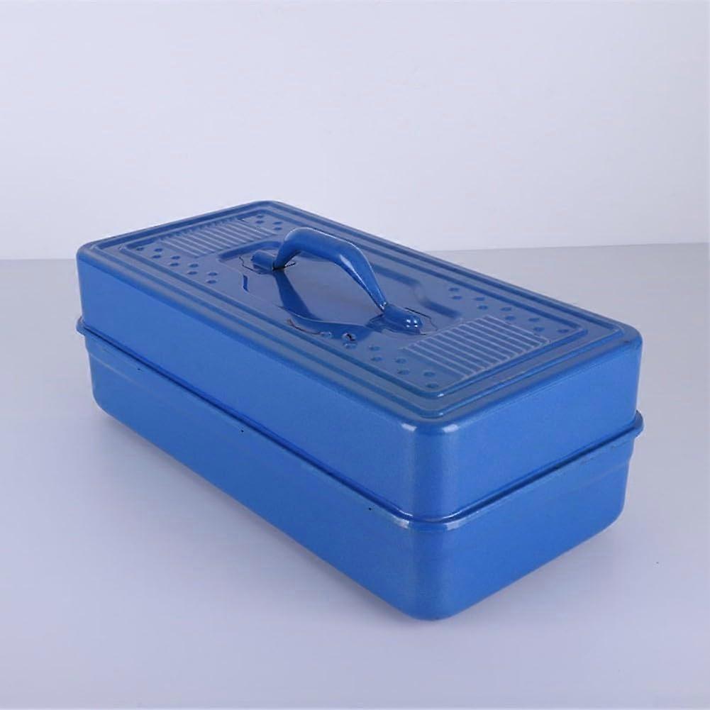 Steel Tool Box with Roller Handle and Metal Latches for Garage, Workshop and Home Storage 45x24x15cm