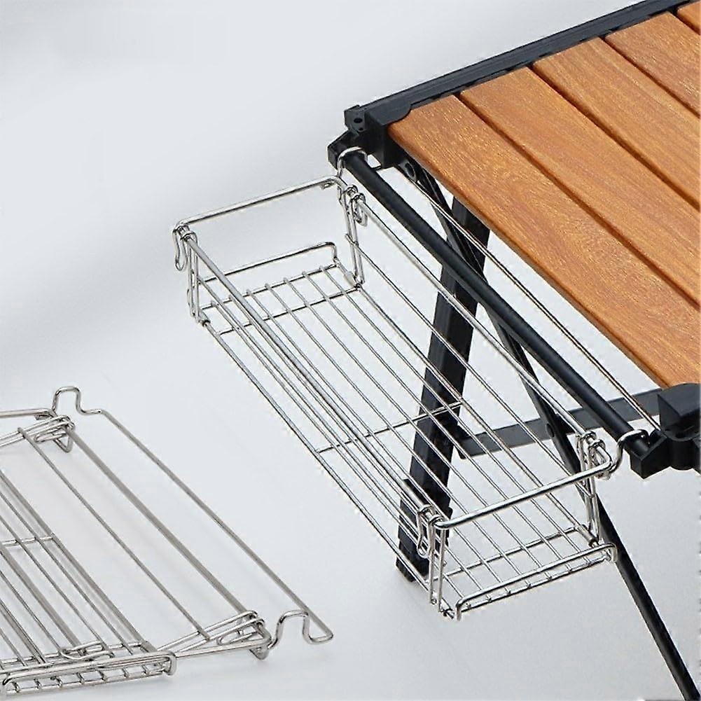 Camping Table with Hanging Storage Basket, Foldable Lightweight Side Shelf for Outdoor BBQ & Picnic