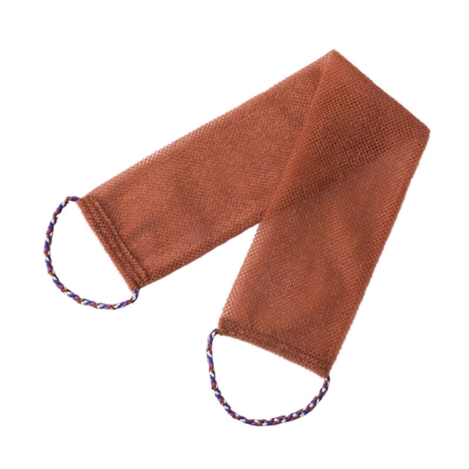 Exfoliating Washcloth For Shower Use With Handle, Textured Cloth, Coffee