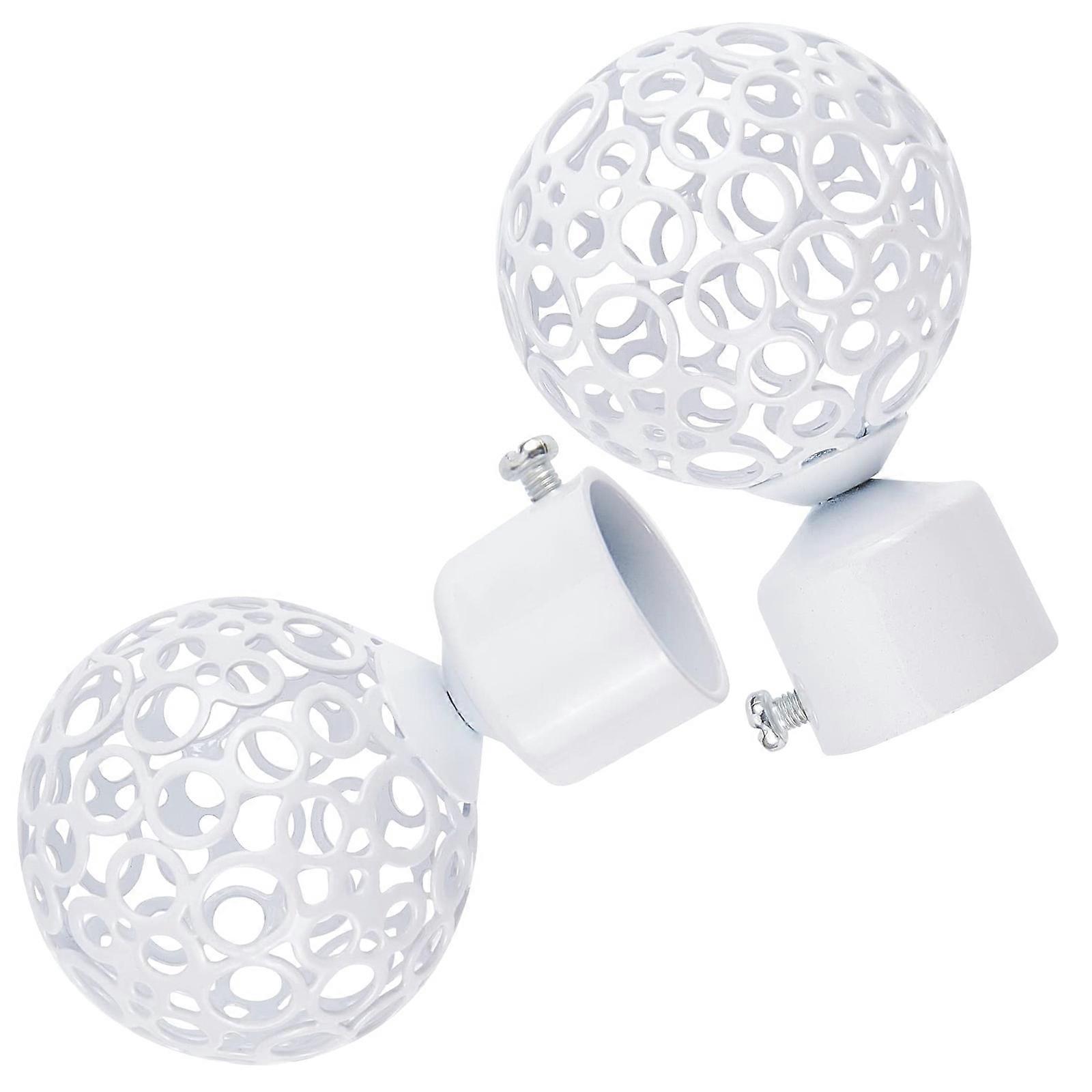 Set of 2 Artistic Hollow Out Curtain Rod End Iron Window Drapery Rails Poles End Caps For Modern Home Curtain Decors  White