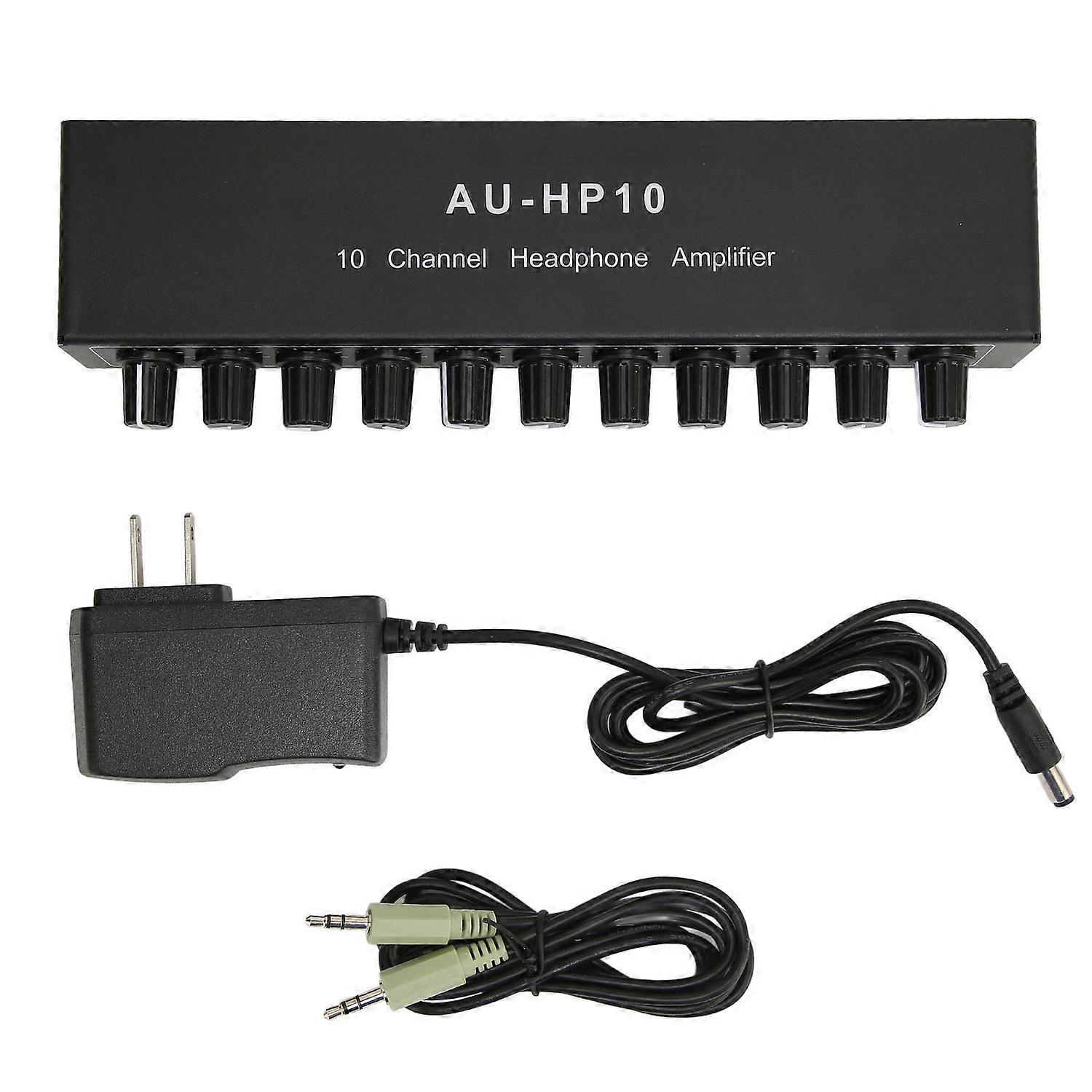 Headphone Amplifier Aux Mini Jack 3.5mm Input 1 in 10 Out Channel Stereo Sound Amplifier Adapter Dis