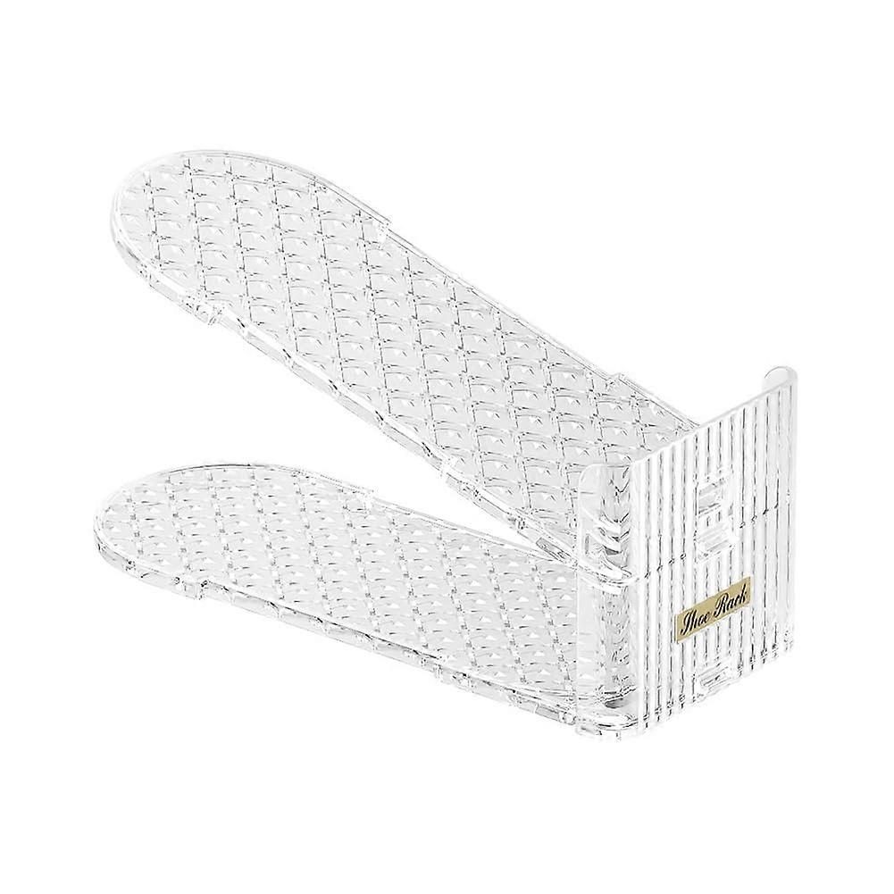 Shoe Slot Organizer Adjustable Stackable Shoe Rack Space Saving Clear Plastic Holder 3 Pack