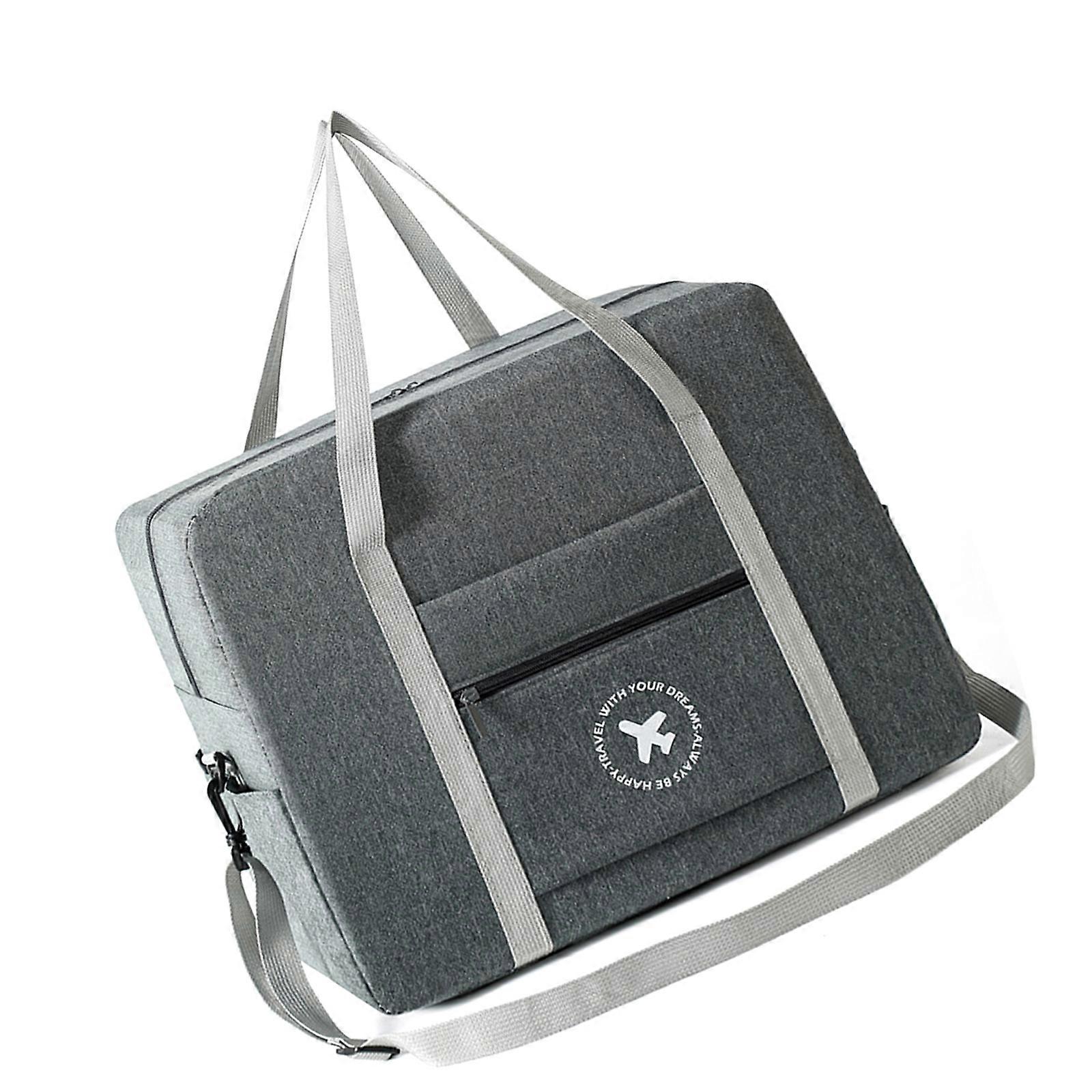 Carry On Travel Bag with Multiple Compartments Large Capacity Foldable Luggage Bag for Students and Short Business Trips  Gray large