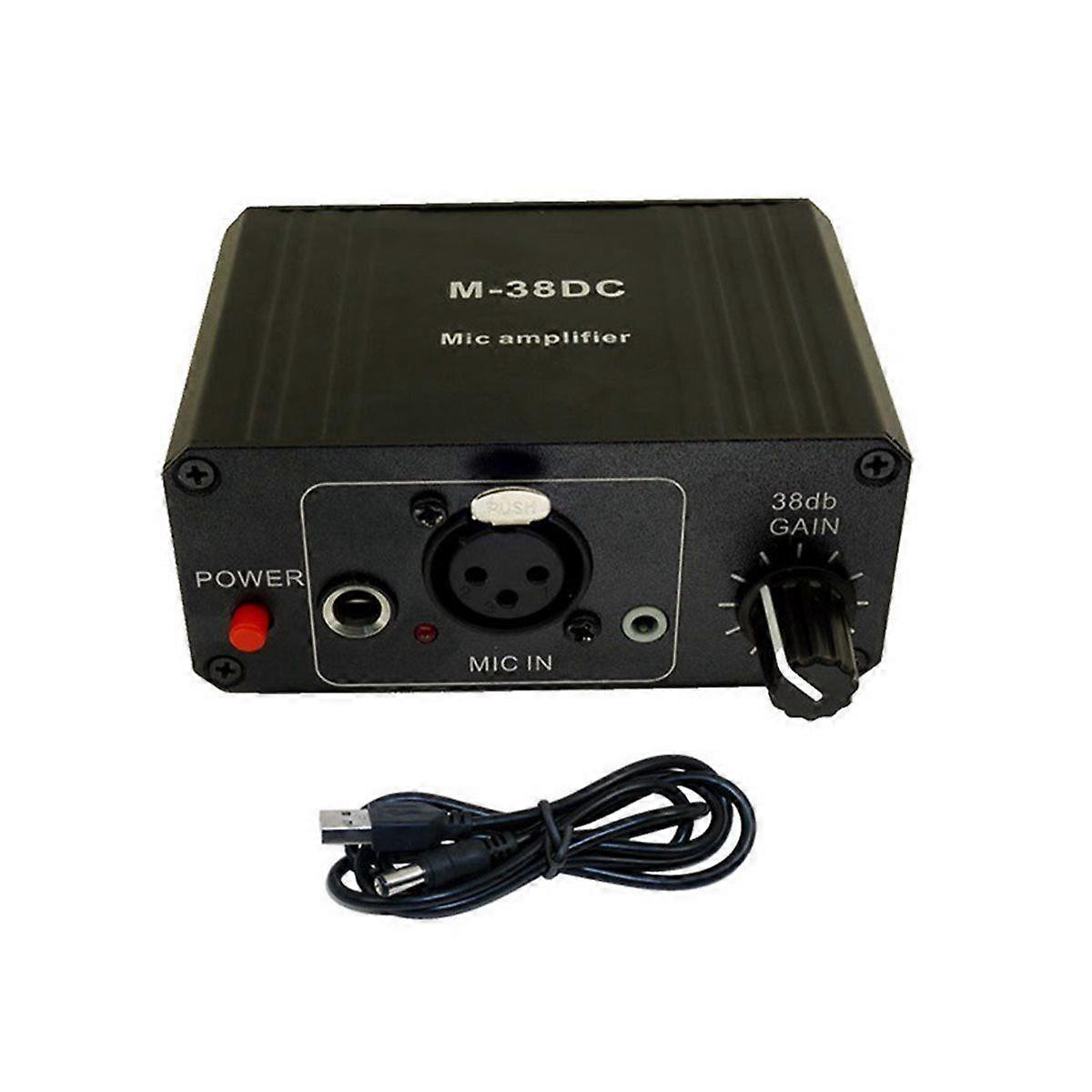 Protable Microphone Preamp High Gain 48V Phantom Power XLR Output Mic Preamplifier for Dynamic and