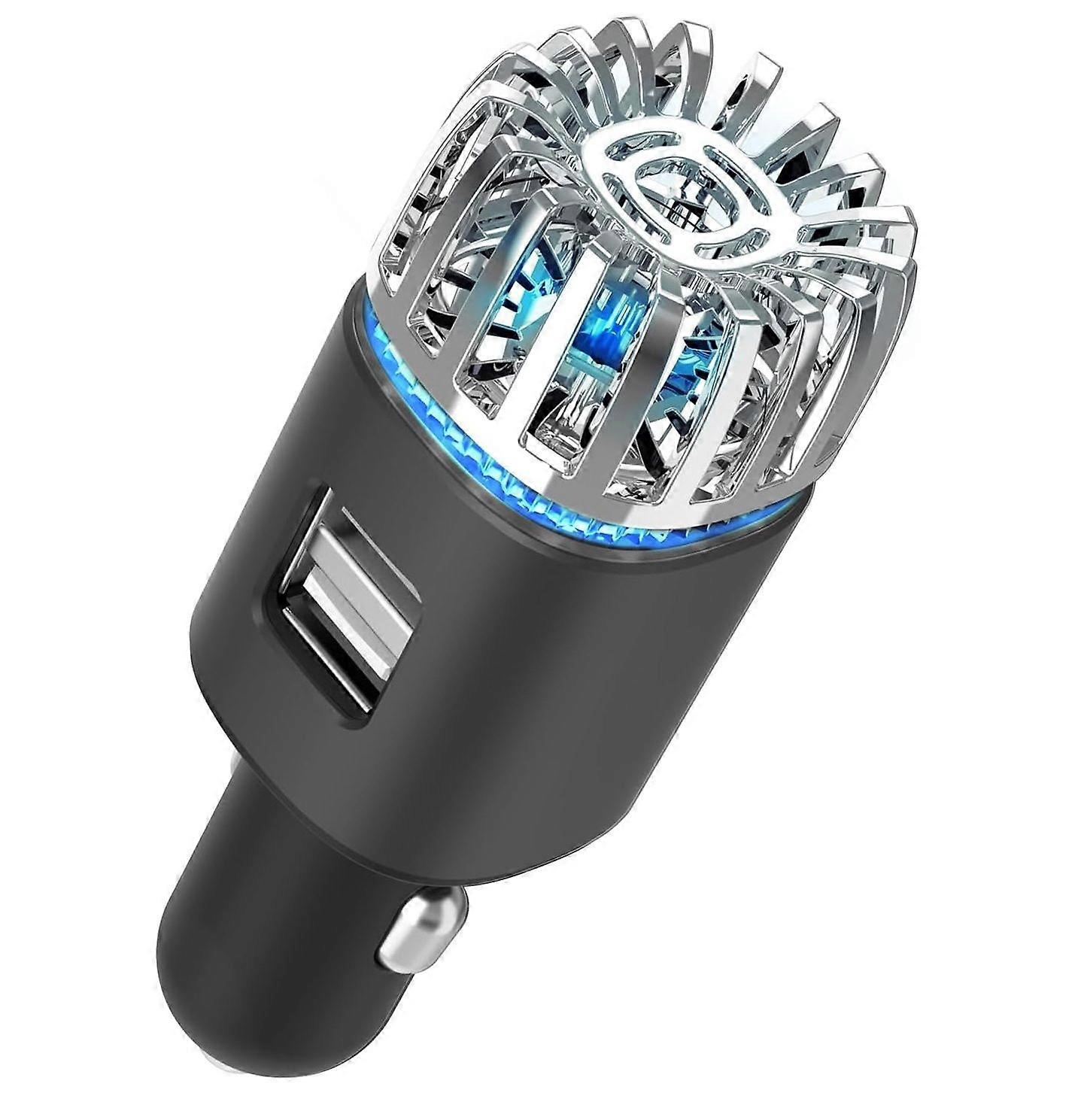 Car Air Purifier Ionizer - 12V Plug-in Ionic Anti-Microbial Car Deodorizer with Dual USB Charger
