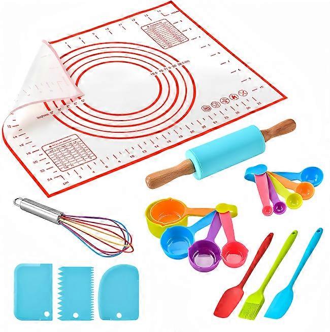 Kids Baking Set 19-Piece Safe Non-Toxic Colorful Cooking Tools for Children Learning
