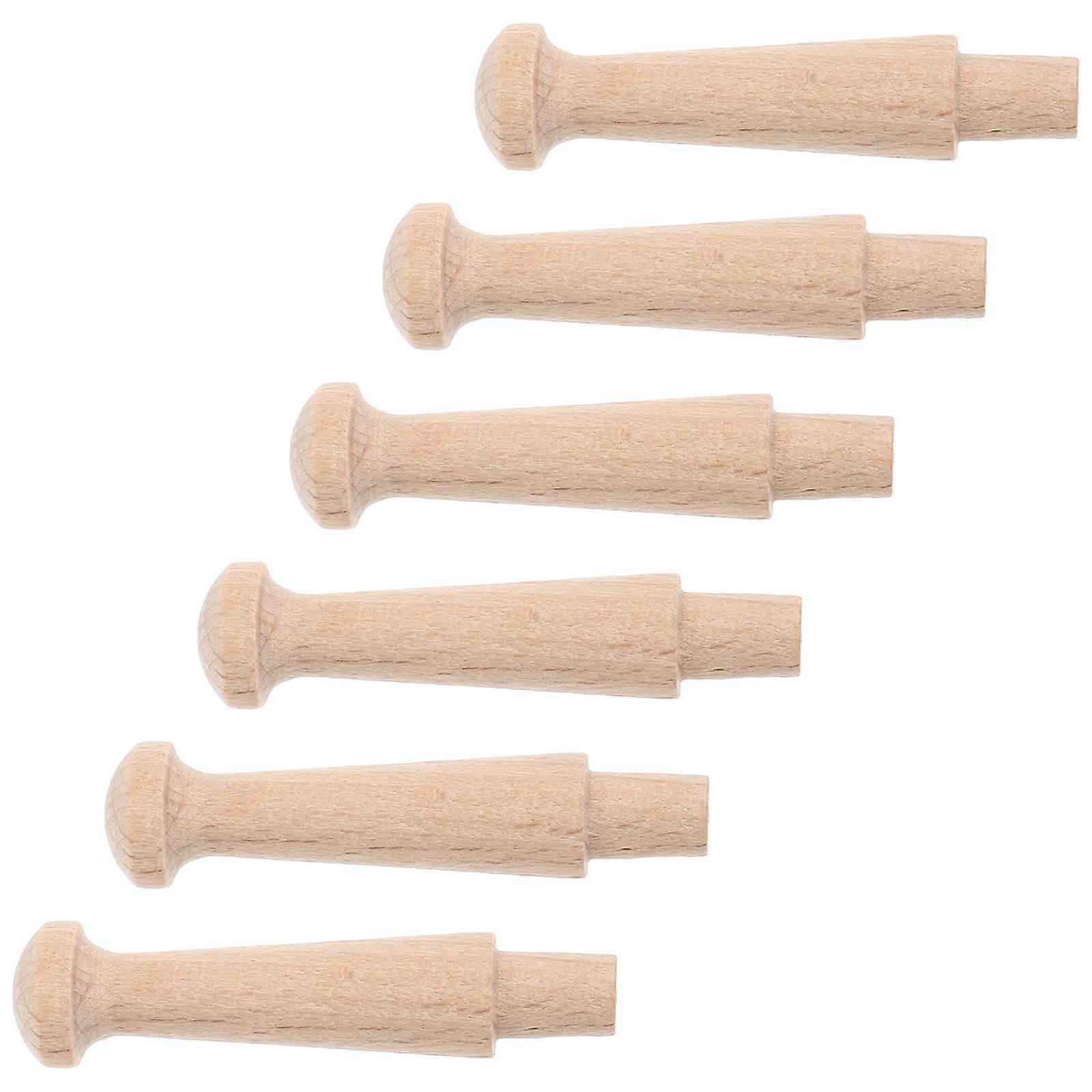 Wooden Wall Hooks for Home Use Beech Wood Coat Hook Set of 6 Light Yellow 0.6 CM