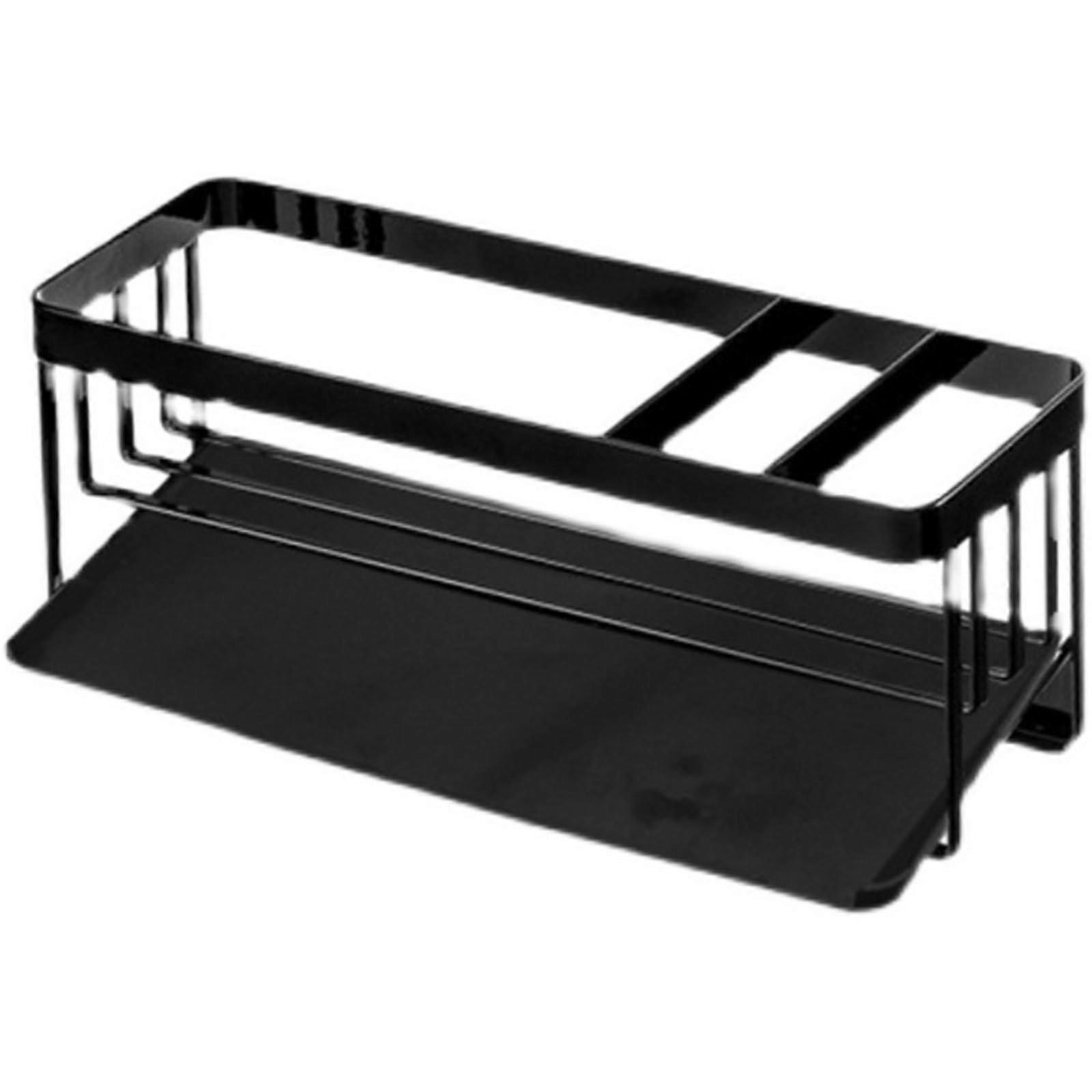 Kitchen Sink Organizer with Adjustable Compartments, Rustproof Sponge Holder and Soap Tray, Black