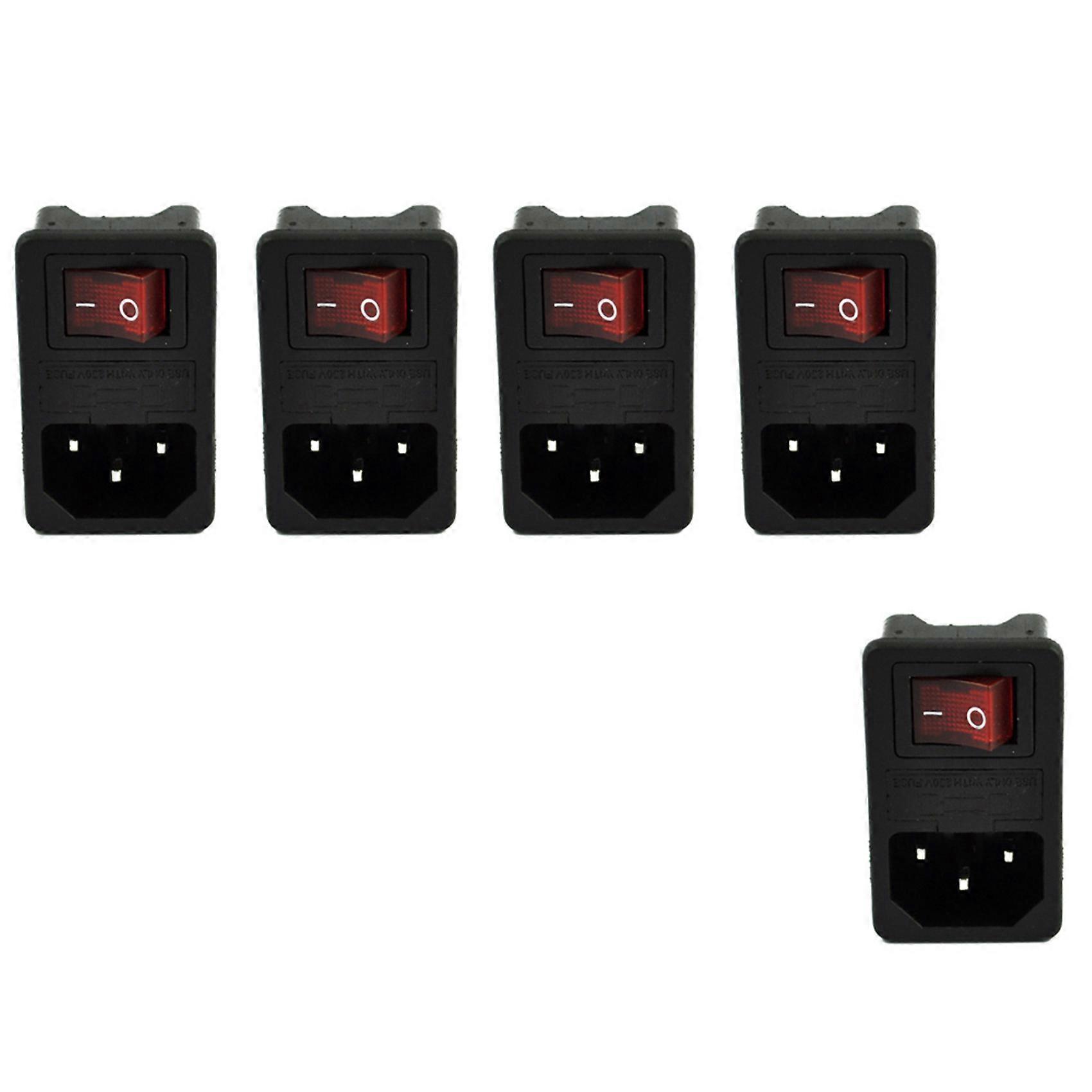 5X Inlet Male Power Socket with Fuse Switch 10A 250V 3 Pin IEC320 C14