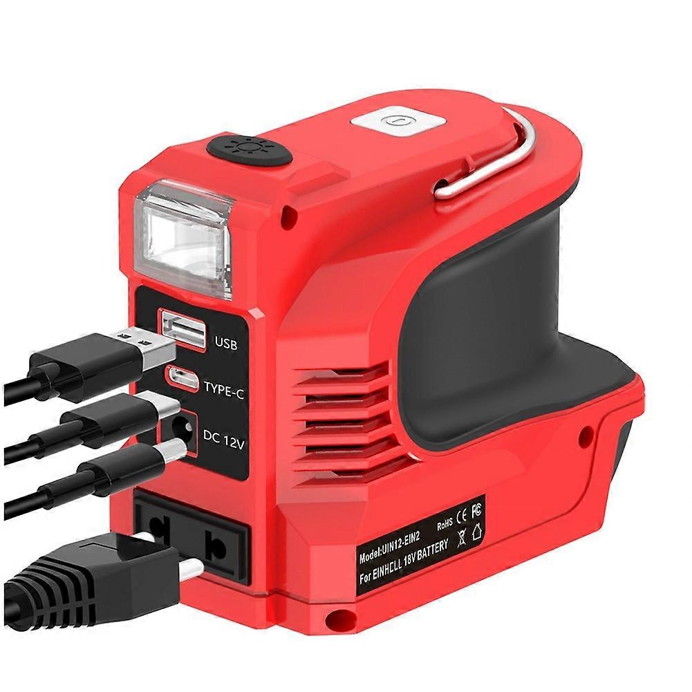 180W Power Inverter with LED Work Light for Milwaukee 18V Li-Ion Battery DC 12V Powered Outlet with USB/Type-C EU PLUG