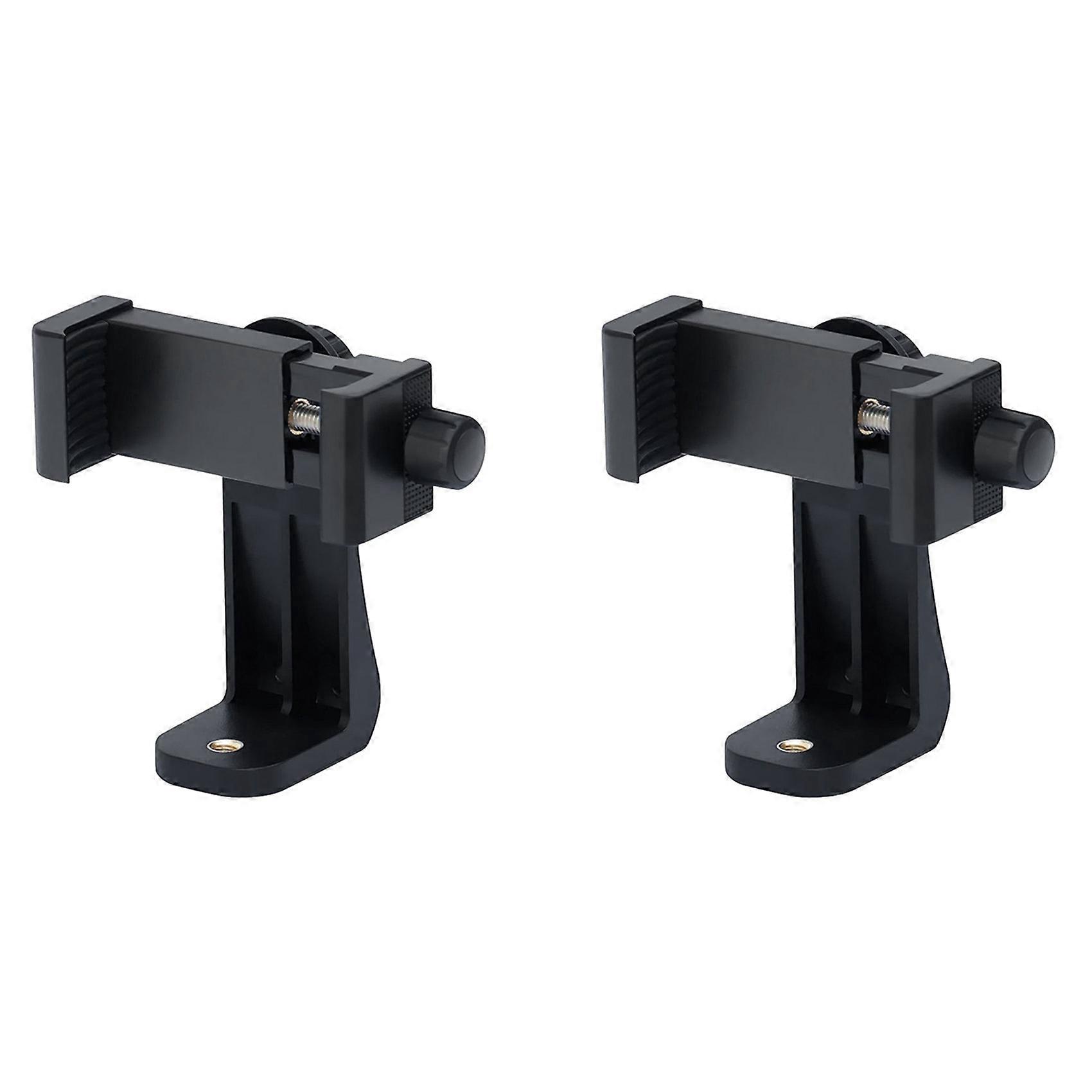 2X Phone Holder/Vertical and Horizontal Tripod Mount Adapter Rotatable Bracket with 1/4 Inch Screw Hole/Adjustable Clip