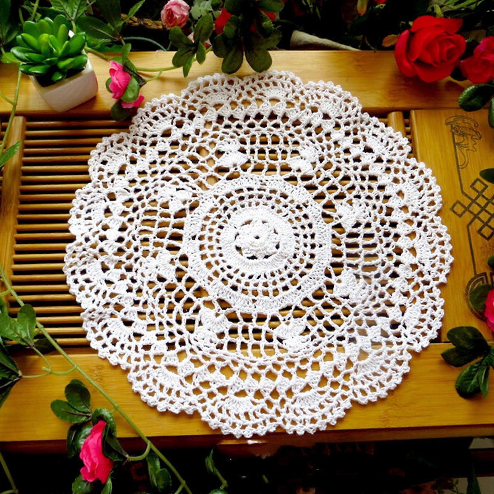 White Handmade Crochet Doilies Cotton Table Mats Lace Doilies Doily Round Lace Placemats Crochet Placemat