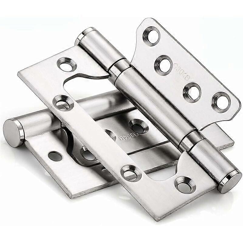 Stainless steel hinge, rectangular door hinge 100 mm, silver, 4 pieces