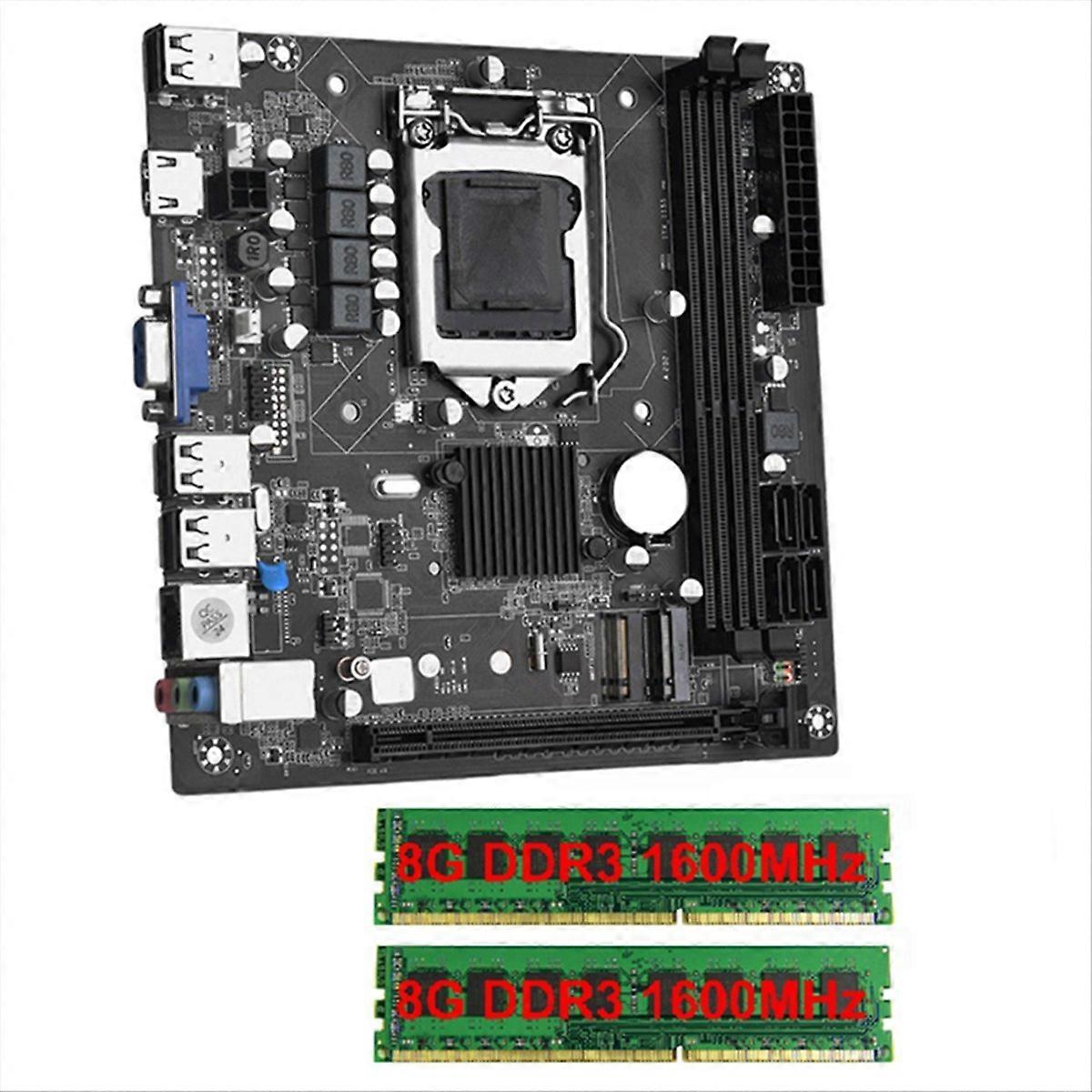ITX H61 Desktop Motherboard with 2x8G DDR3 1600MHz RAM CPU LGA 1155