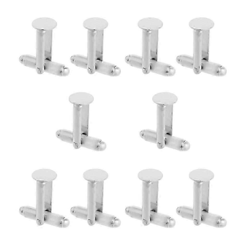 10 pcs silver tone cufflinks for men classic piercing backs