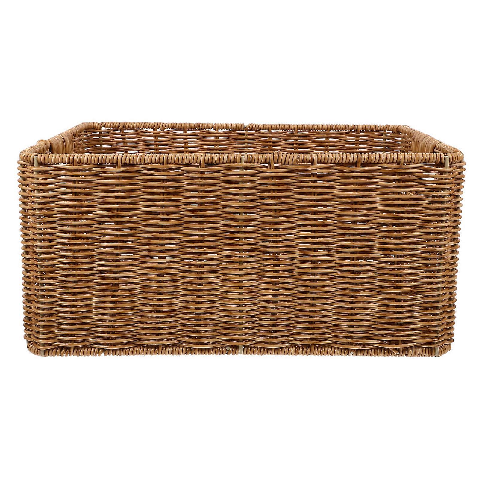 Khaki Sundries Basket for Desktop Use Large Capacity Storage Container
