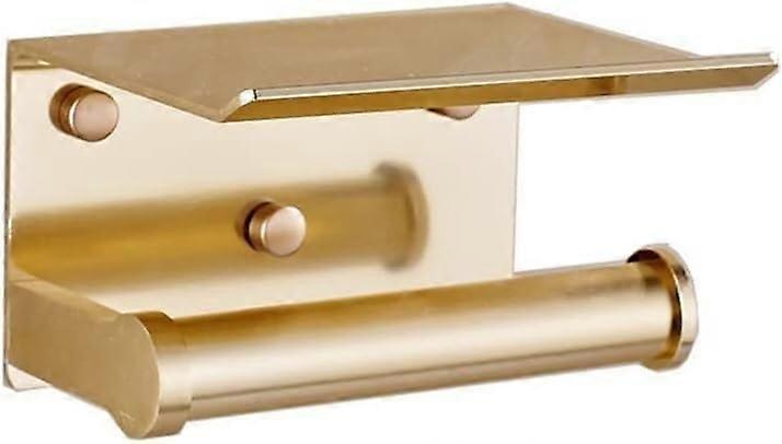 Vintage Toilet Paper Holder with Shelf, Rustic Bathroom Storage for Phone Keys and Towels