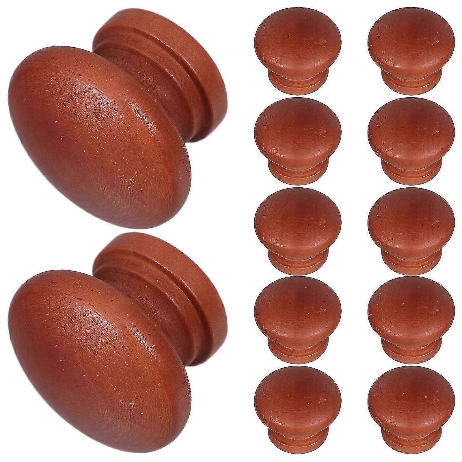Cabinet Knobs Wooden Drawer Handles For Cabinets Simple Design Furniture Hardware Dark Red 12Pcs  0711 Edition 1212