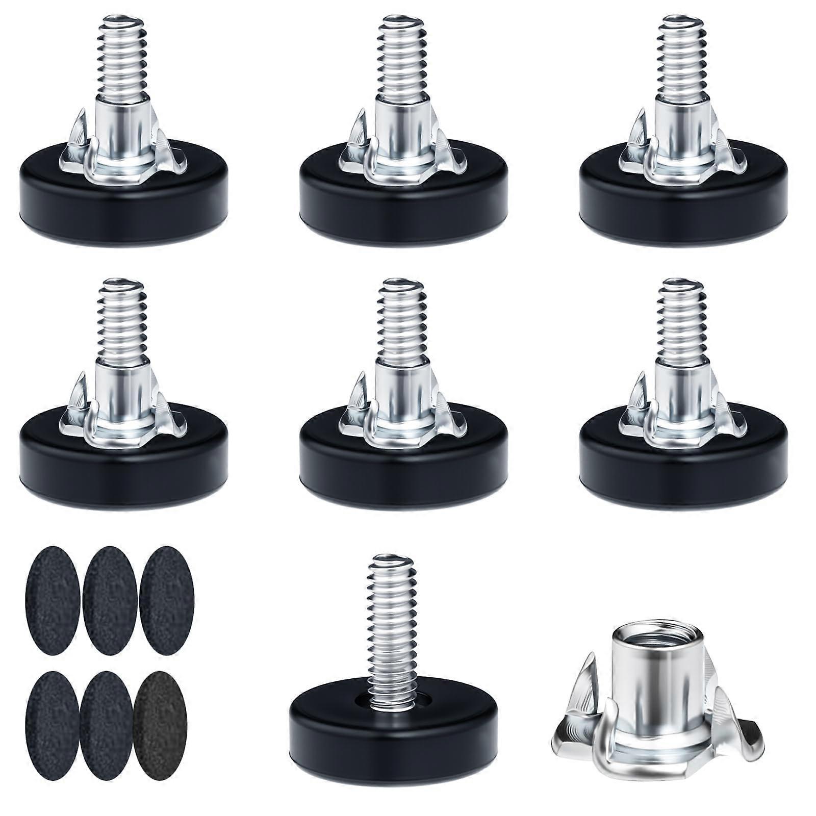 Furniture Leveling Feet 1/4 Inch Thread Adjustable Heavy Duty Leg Levelers with T Nuts and Felt Pads 8Pcs
