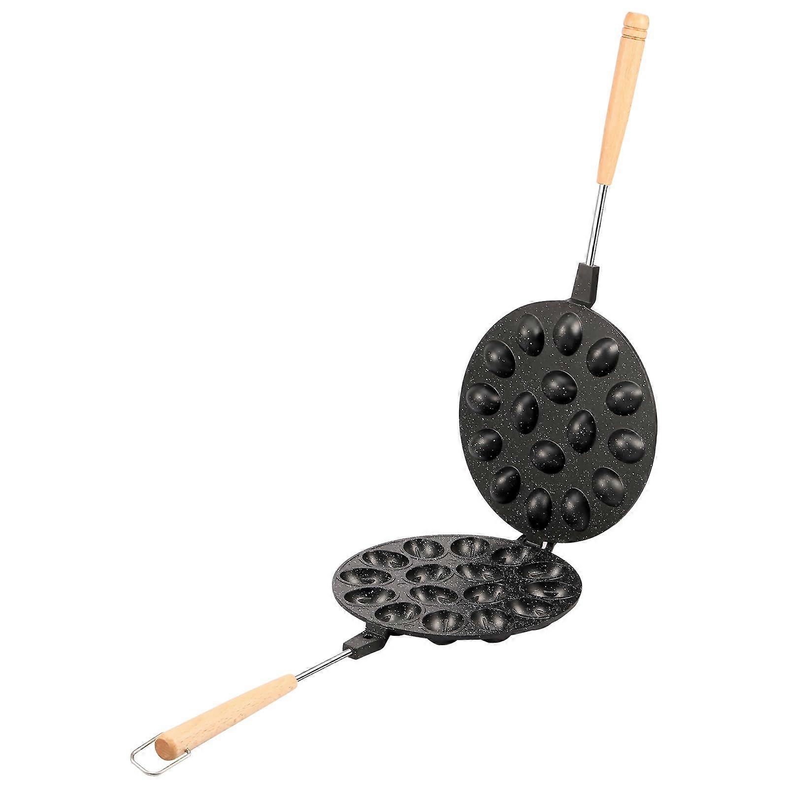 Walnut Cookie Mold with Wooden Handle, 16Hole NonStick Oreshki Maker for Even Heat Baking