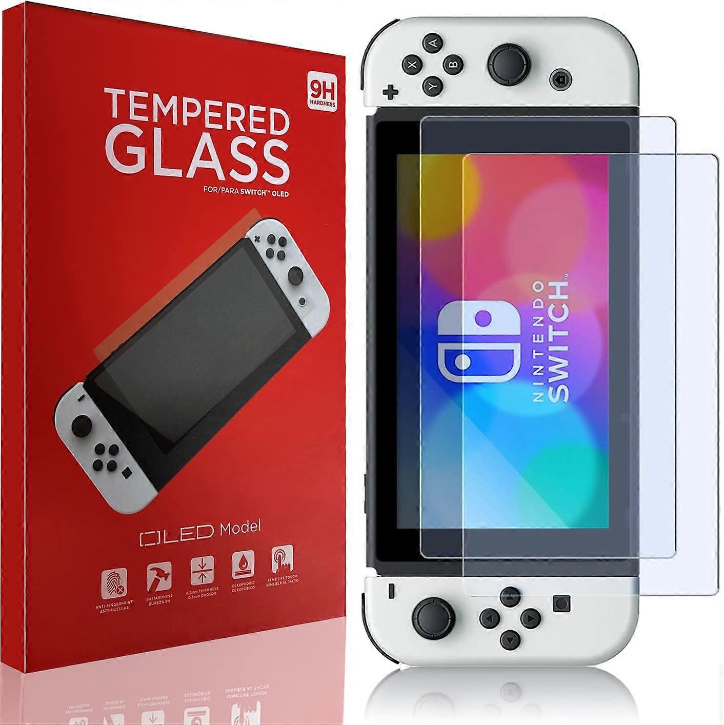 Screen Protector 2 Pack Tempered Glass ScratchResistant Bubble for Nintendo Switch OLED