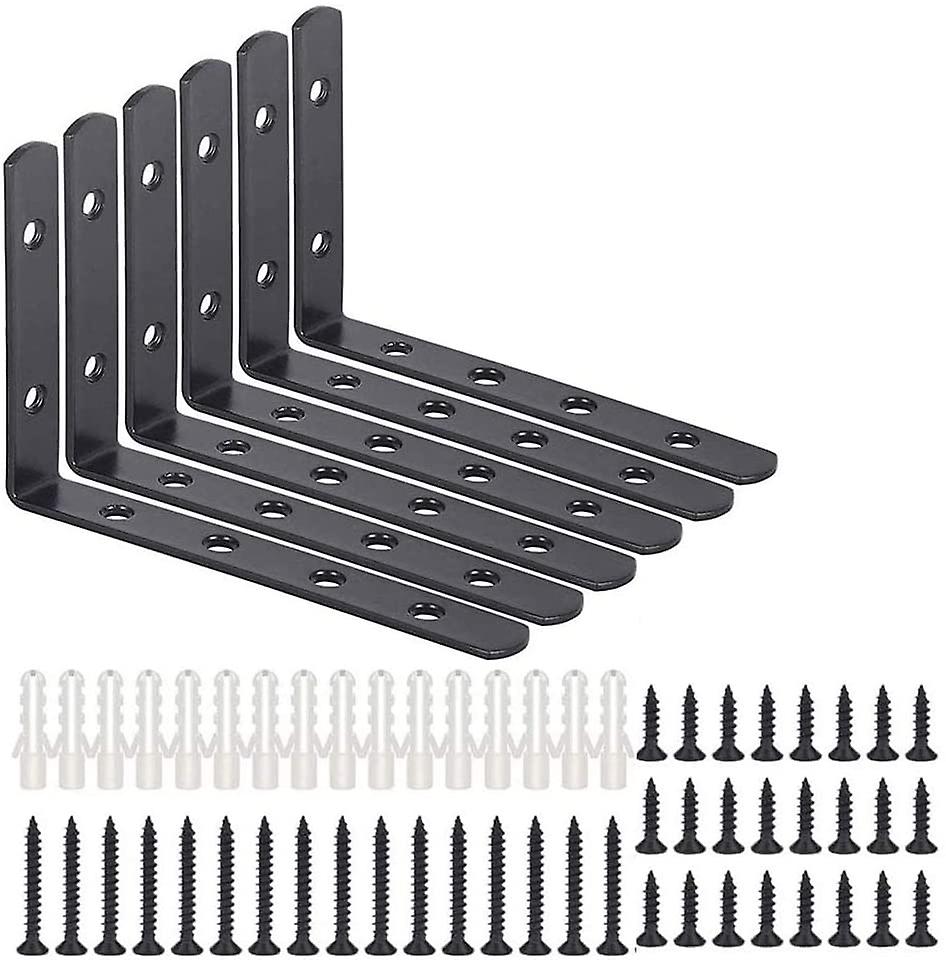 L-bracket,black Shelf Brackets,black Wall Shelf Shelf Bracket,fixing Bracket,90 Shelf Bracket For Corner Shelf,screw-on Bracket6pcs