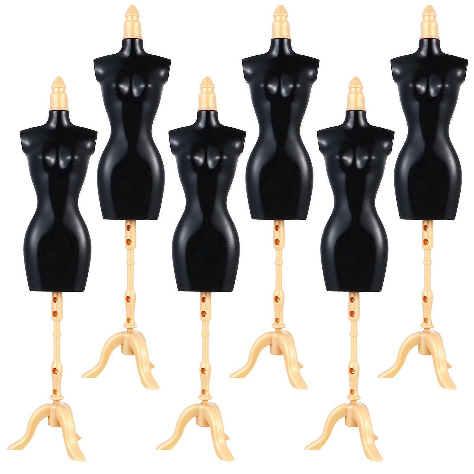 Doll Dress Form Black Plastic Doll Clothes Display Support 6Pcs Set