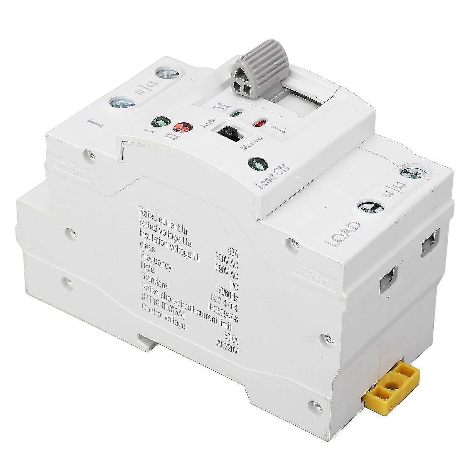 Dual Power Automatic Transfer Switch 2P 63A Millisecond Switching Power Transfer Switch ATS 220V