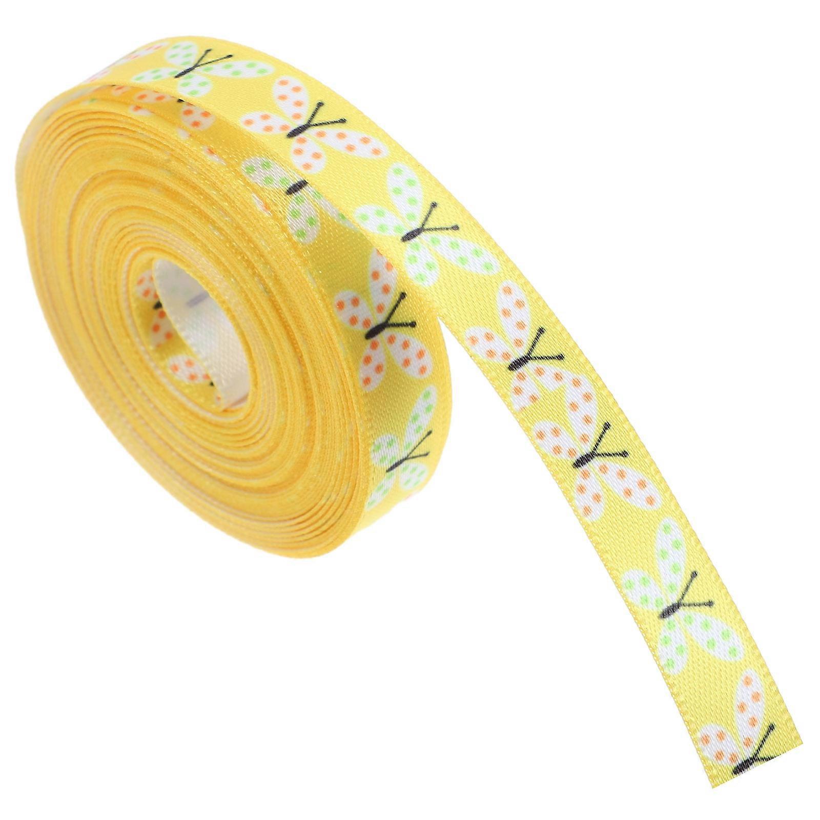 Easter Ribbon Craft Gift Wrapping Ribbon for Easter Party Supply Yellow Polyester 1roll