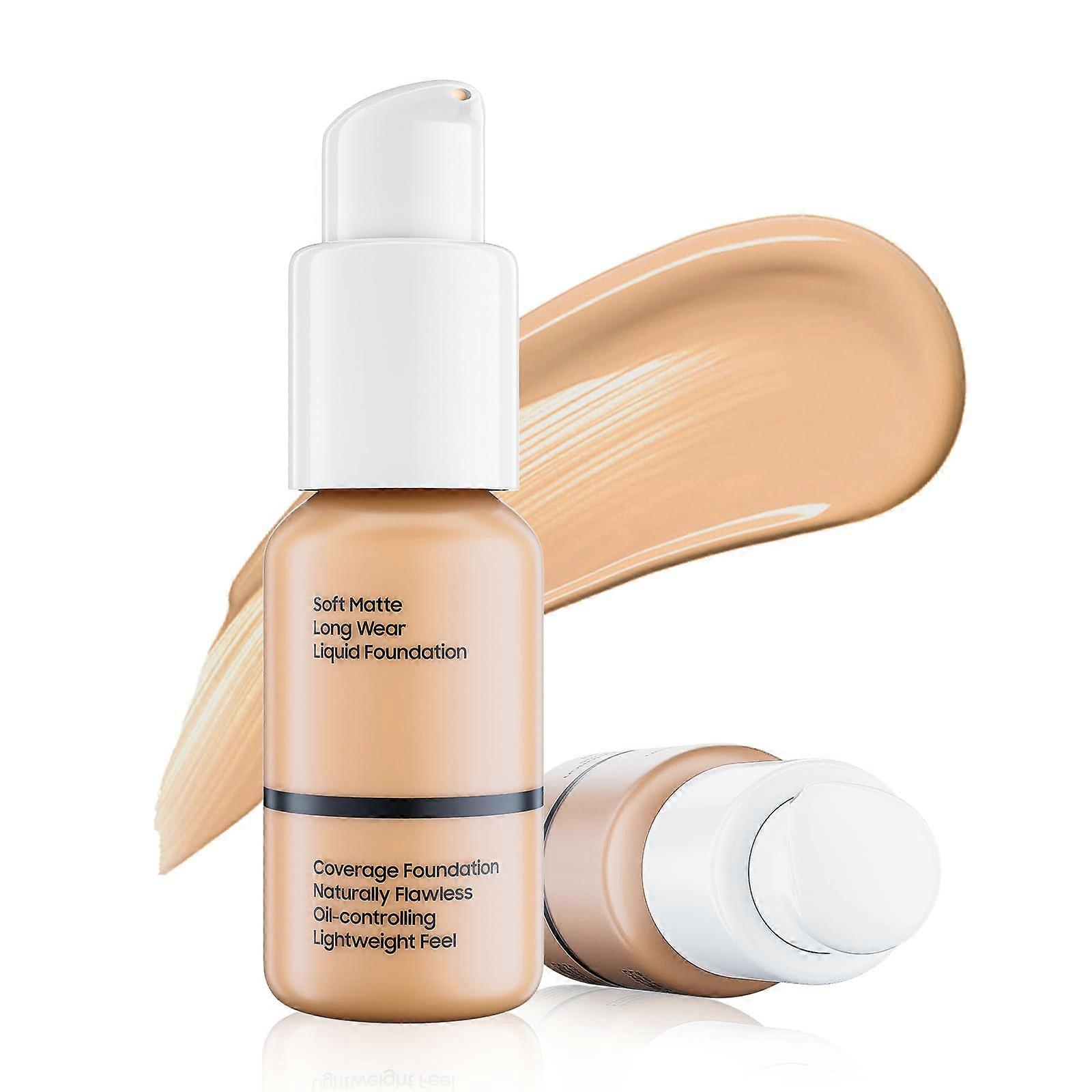 Matte Full Coverage Liquid Foundation Buff Beige 1 Fl Oz Waterproof LongLasting Oil Control