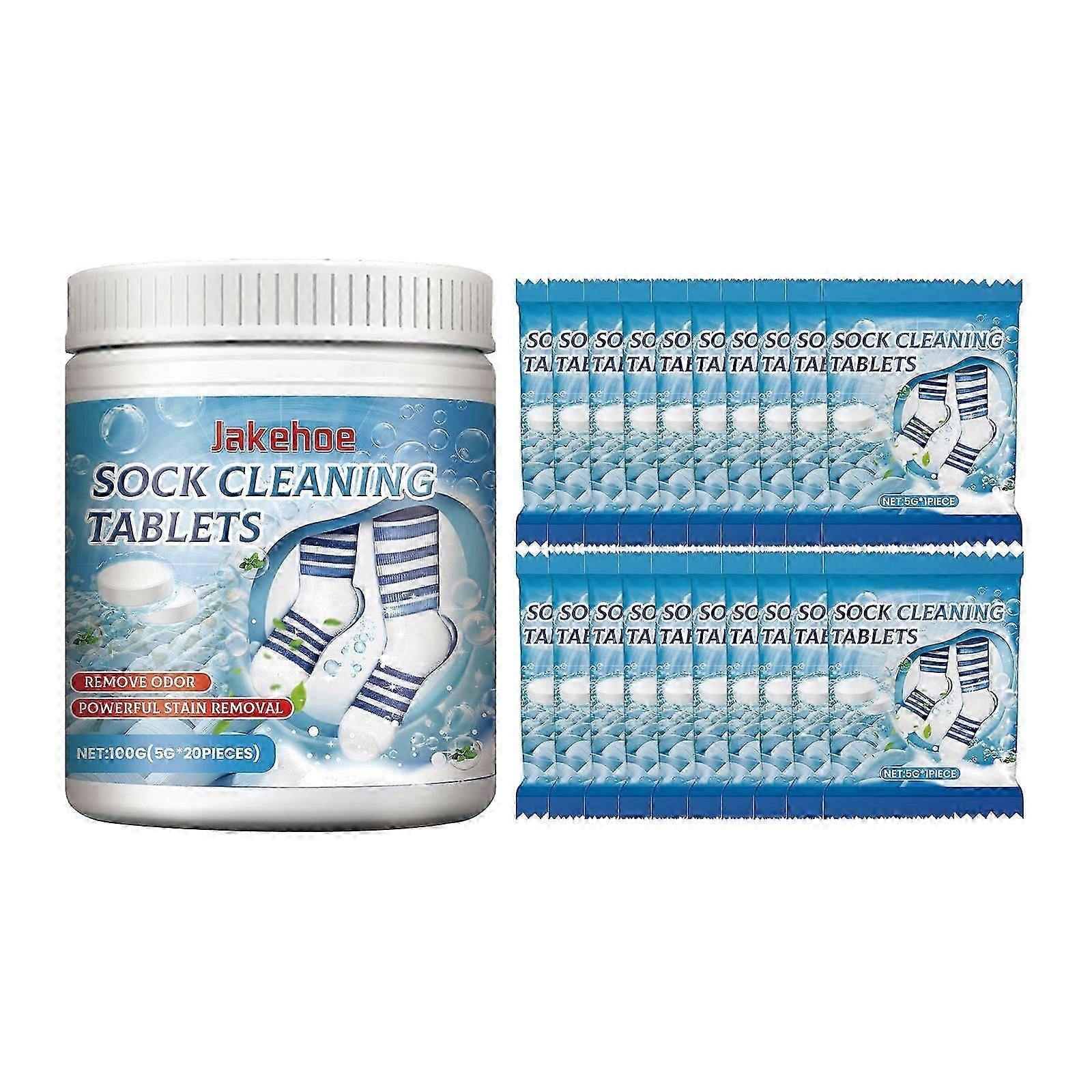 Multi-Functional Sock Cleaning Tablets - Remove Stains, Dirt & Odors with Lemon Scent