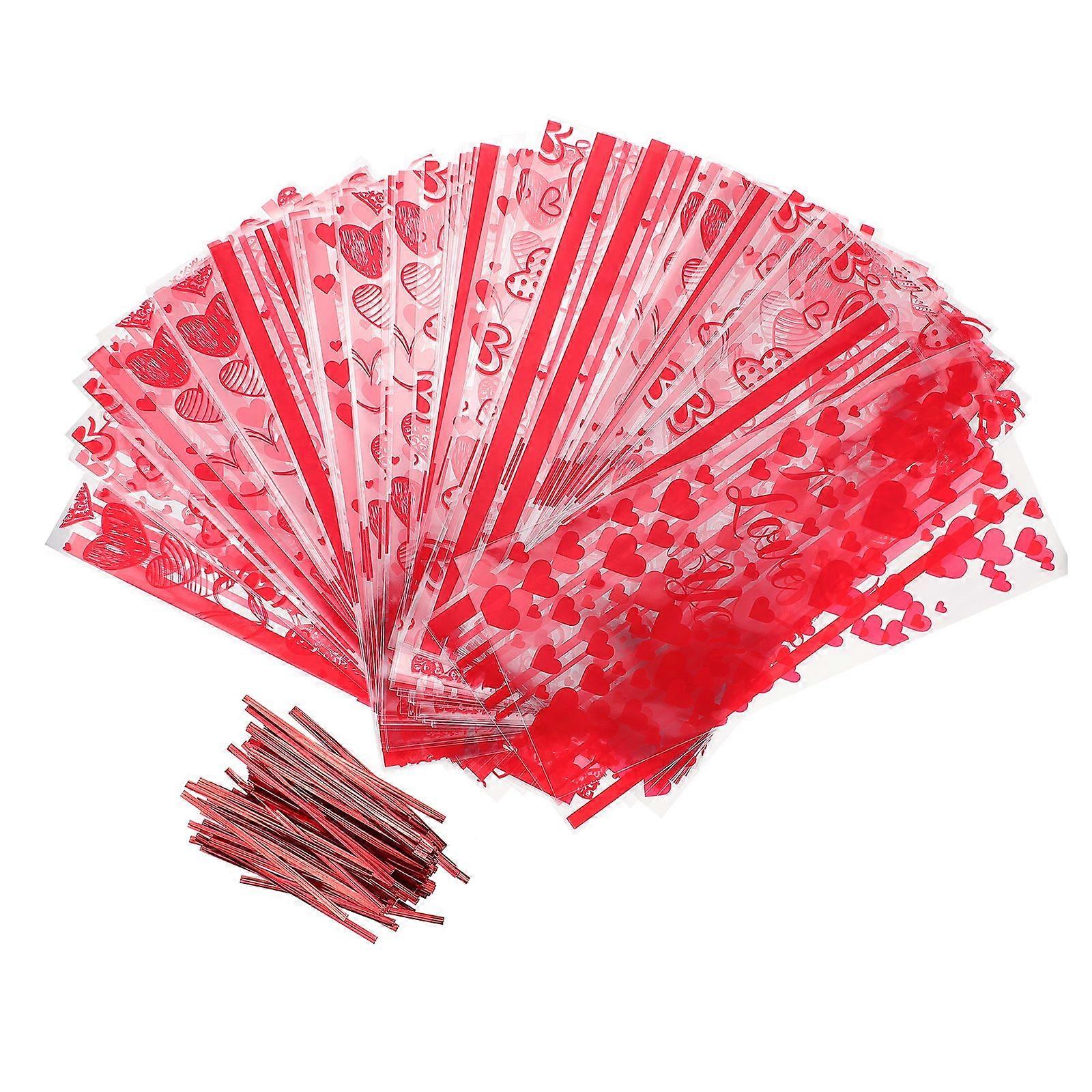 100Pcs Valentine's Day Candy Bag Creative Romantic Cookie Pouch Gift Bag