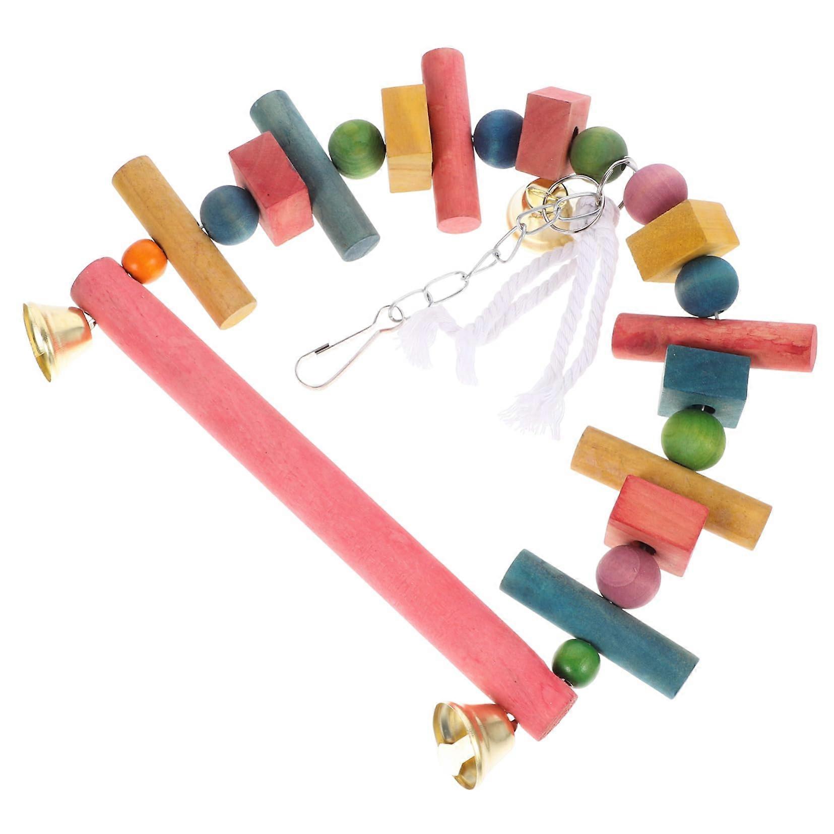 Bird Perch Stand with Interactive Swing for Parakeets, MultiUse Wooden Play Stand for Cage