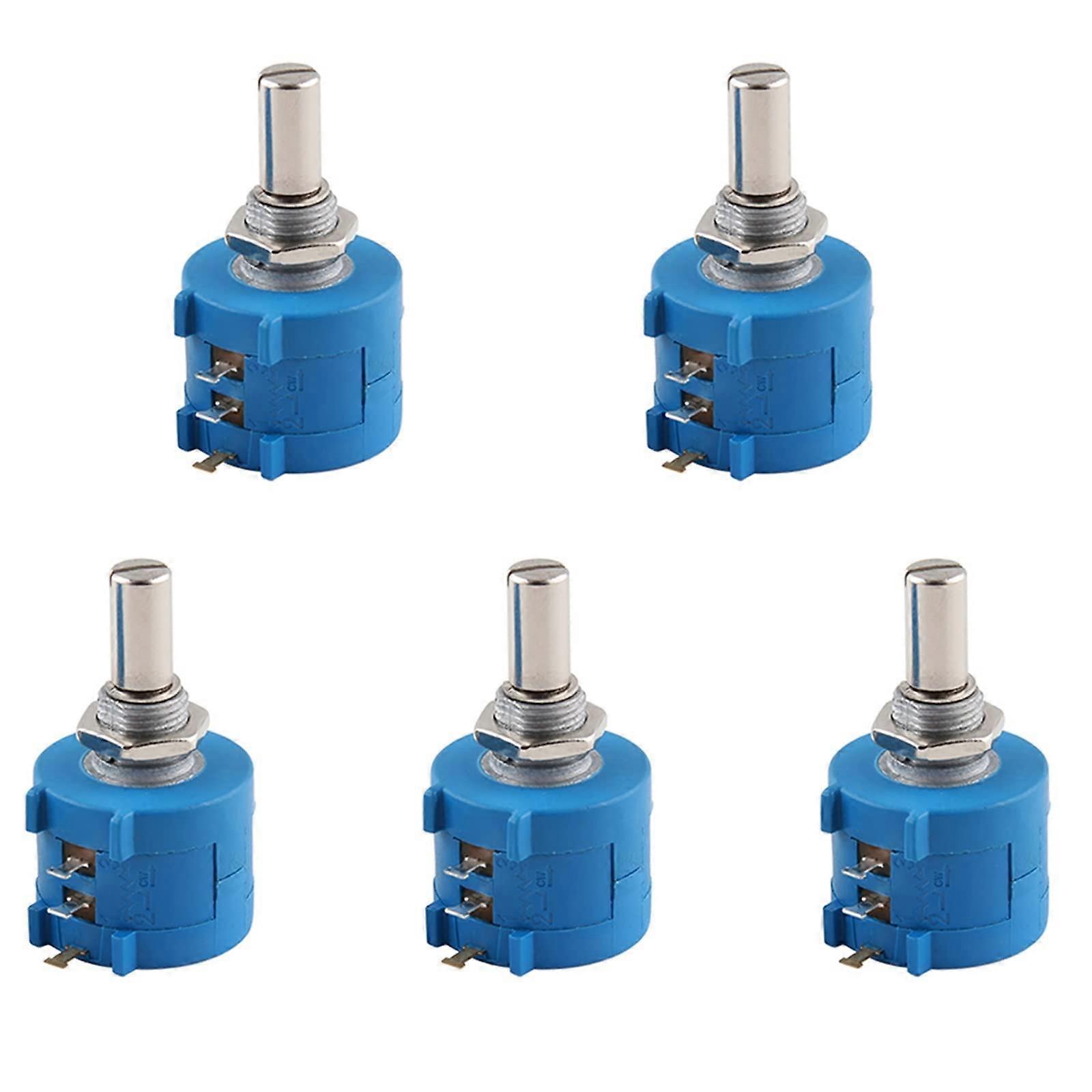 5Pcs Rotary Wirewound Potentiometer 50K Ohm 10Turn Precision Adjustable Resistor 3590S2103L