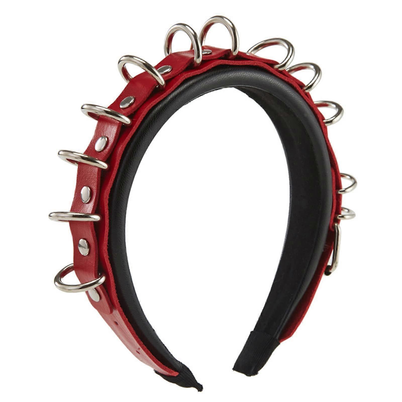 Gothic Steampunk PU Leather Headband with Adjustable Metal Buckles and Comfortable Padding