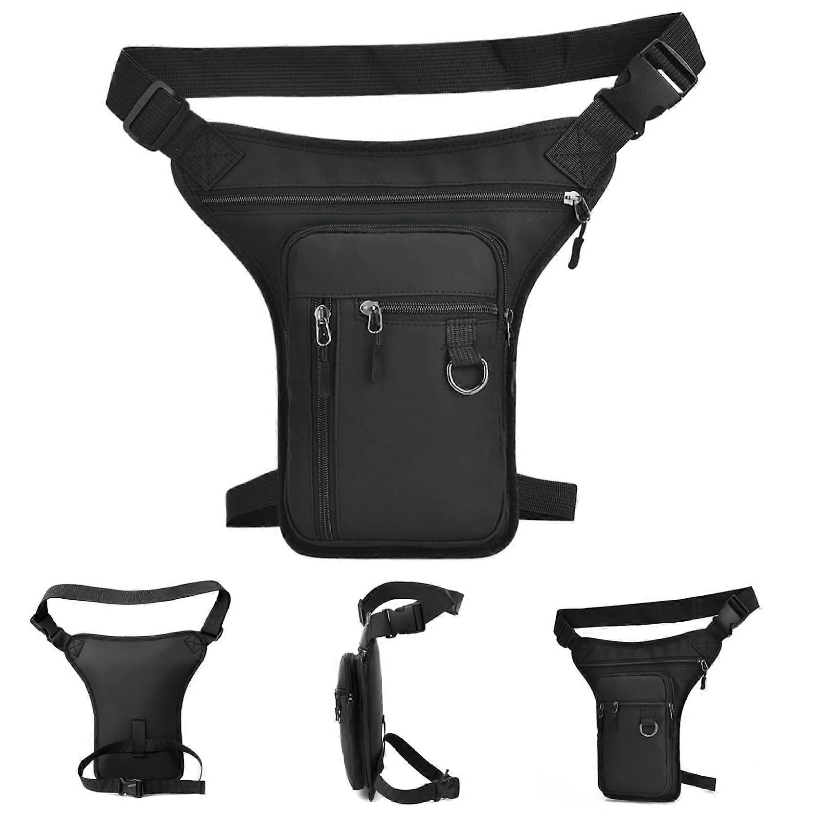 Motorcycle Leg Bag Waterproof PU Leather Adjustable MultiPocket Thigh Bag for Hiking Camping