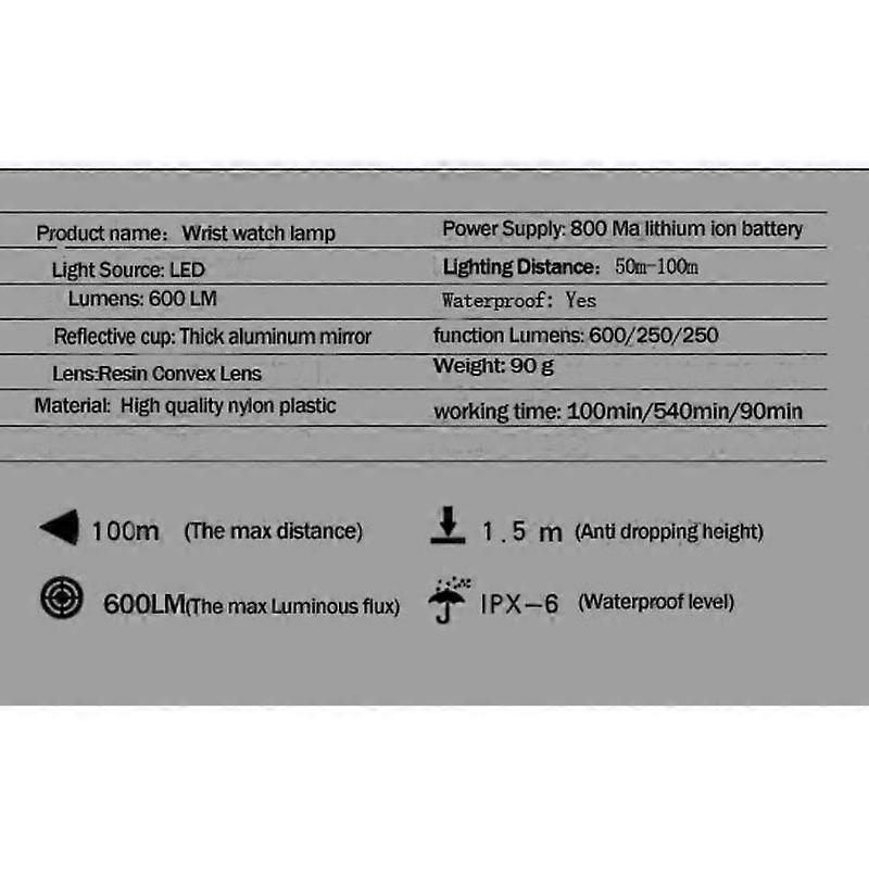 LED Wrist Light with Digital Watch - Firelight S10, Rechargeable