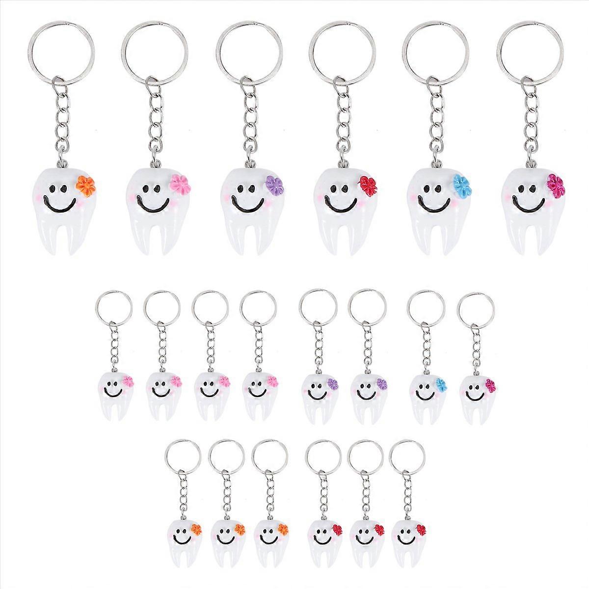 20 pcs Keychain Key Ring Hang Tooth Shape Cute Dental Gift