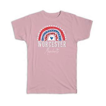 Gift T-Shirt: Worcester Massachusetts USA Rainbow