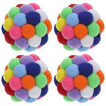 Bolas de pelúcia para gatos com sinos, brinquedo ideal para gatos de interior (4 unidades).