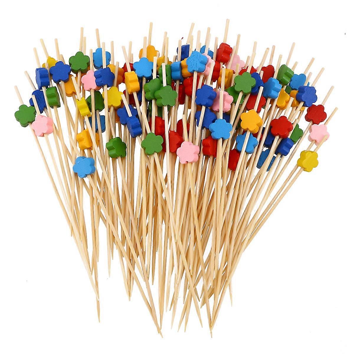 Creative Fruit Picks Bamboo Cocktail Picks for Party 100Pcs Assorted Color
